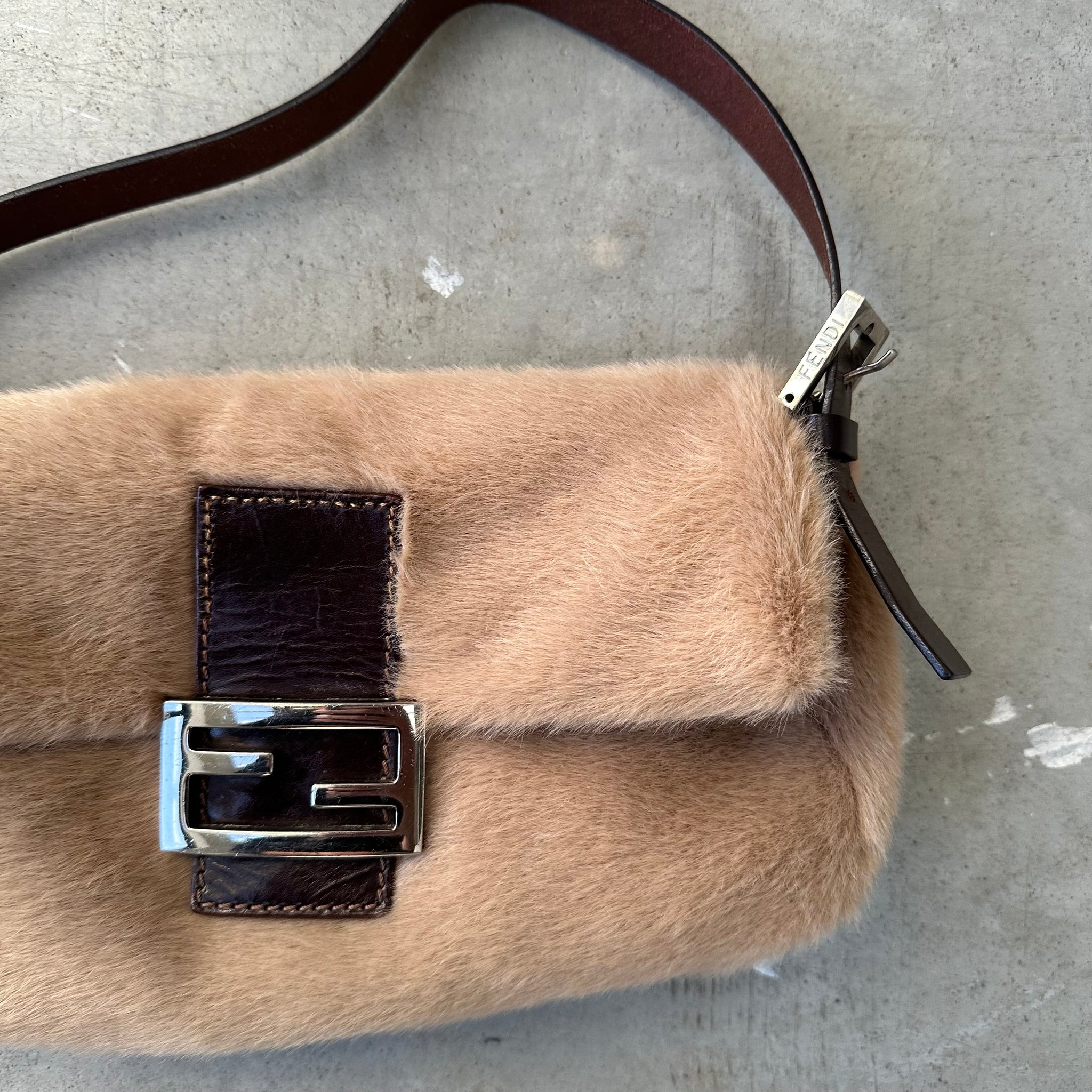 Fendi Brown Mink Baguette Bag