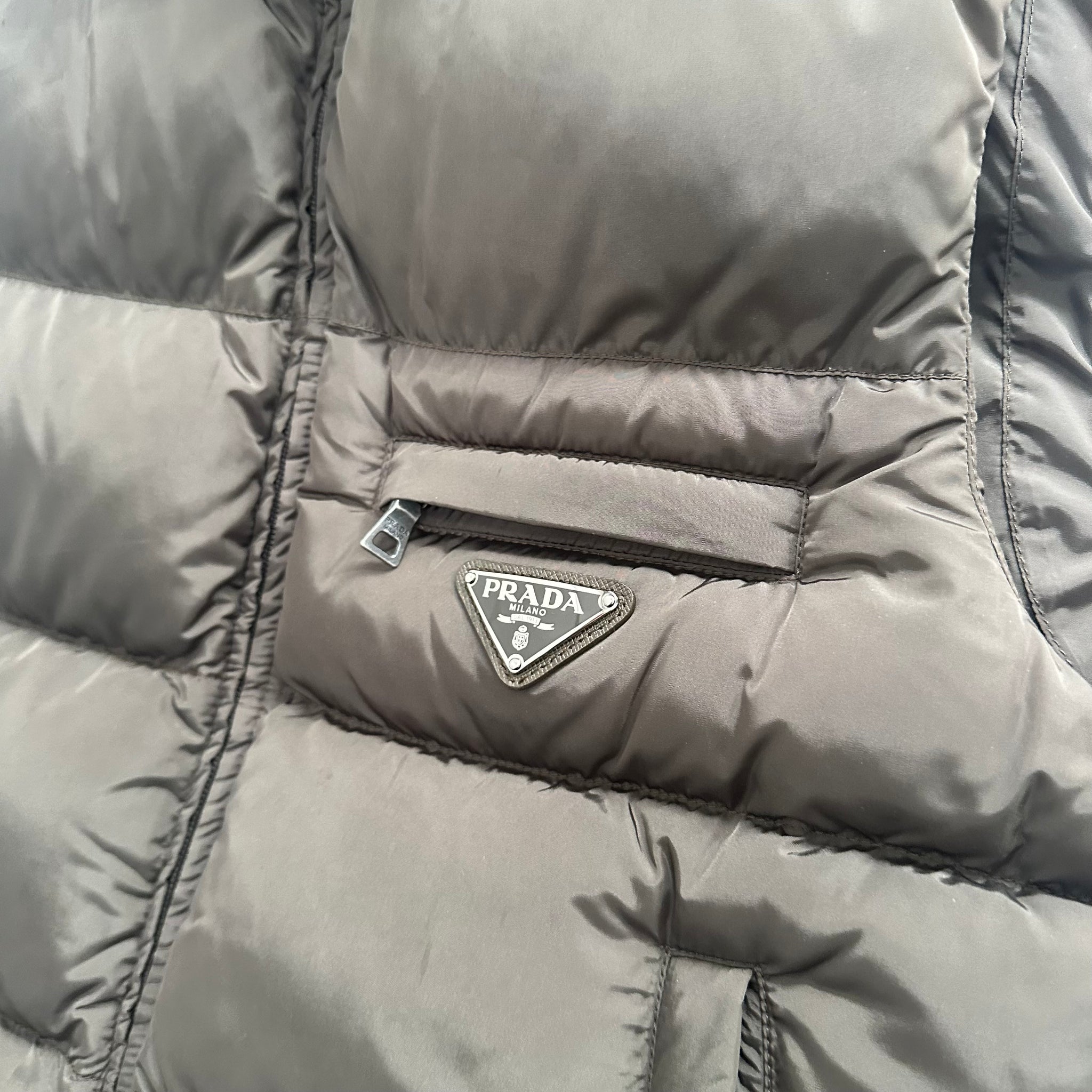 Prada Olive Green Nylon Logo Vest (fits S-M)