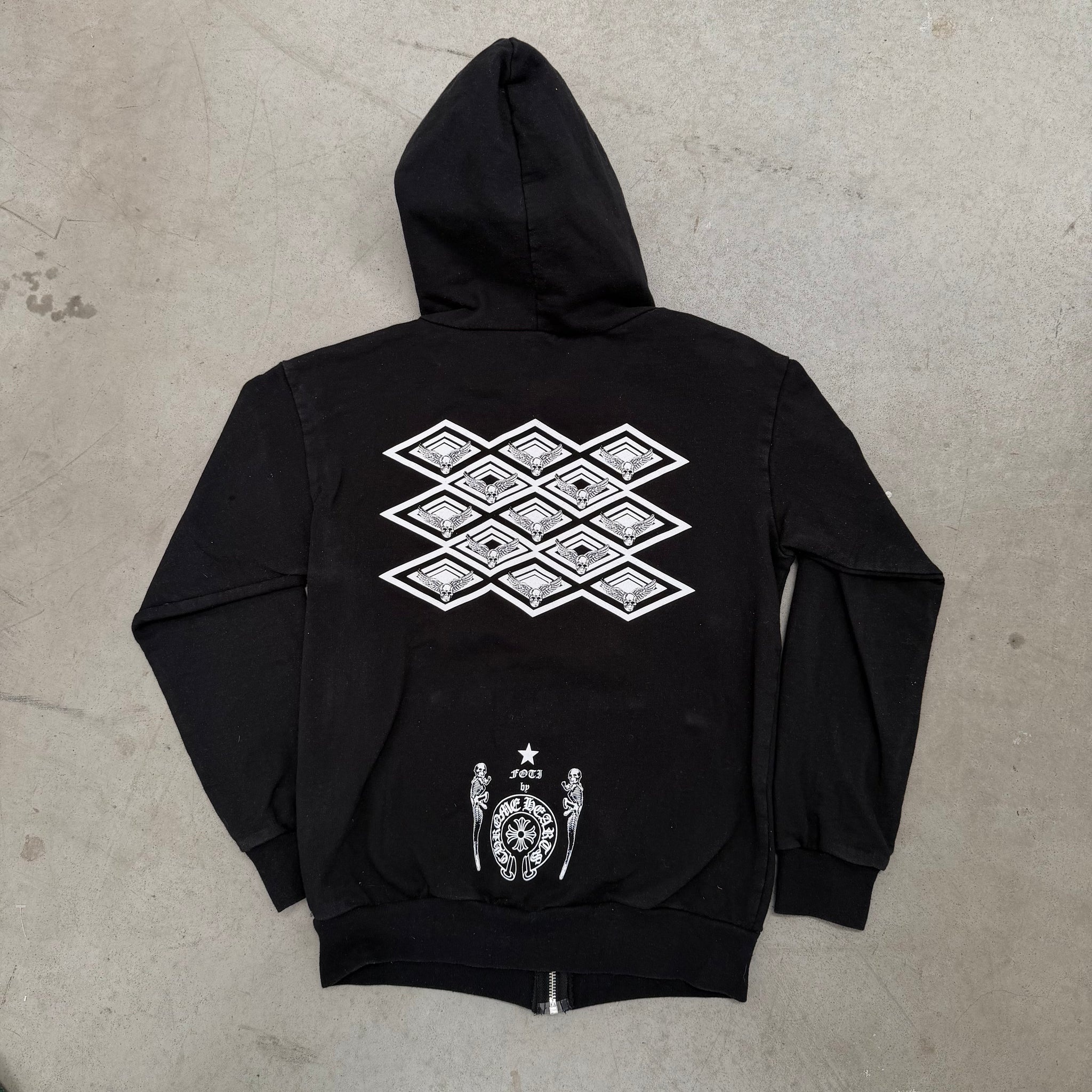 Chrome Hearts Foti Skeleton Print Zip Up Hoodie Black (Size M)