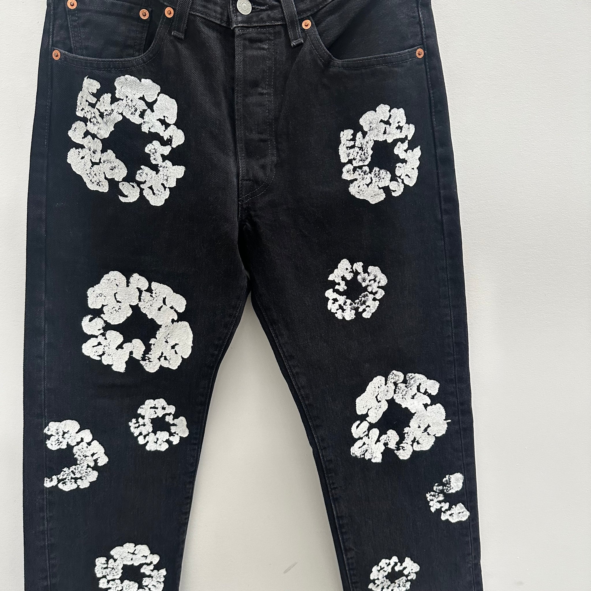 Denim Tears Levi's Cotton Wreath Black Jeans 30 X 32