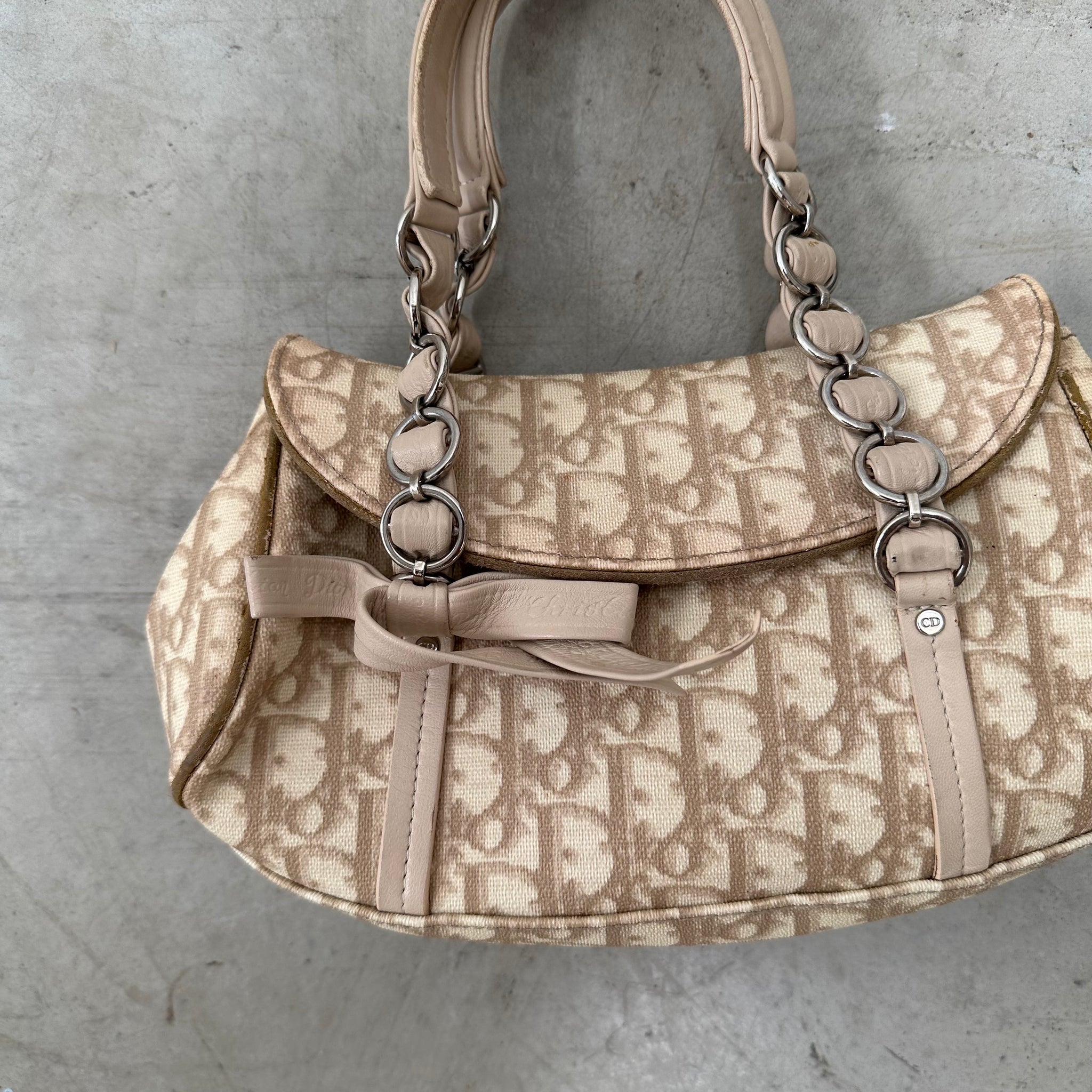 Christian Dior PVC and Leather Beige Romantic Shoulder Bag