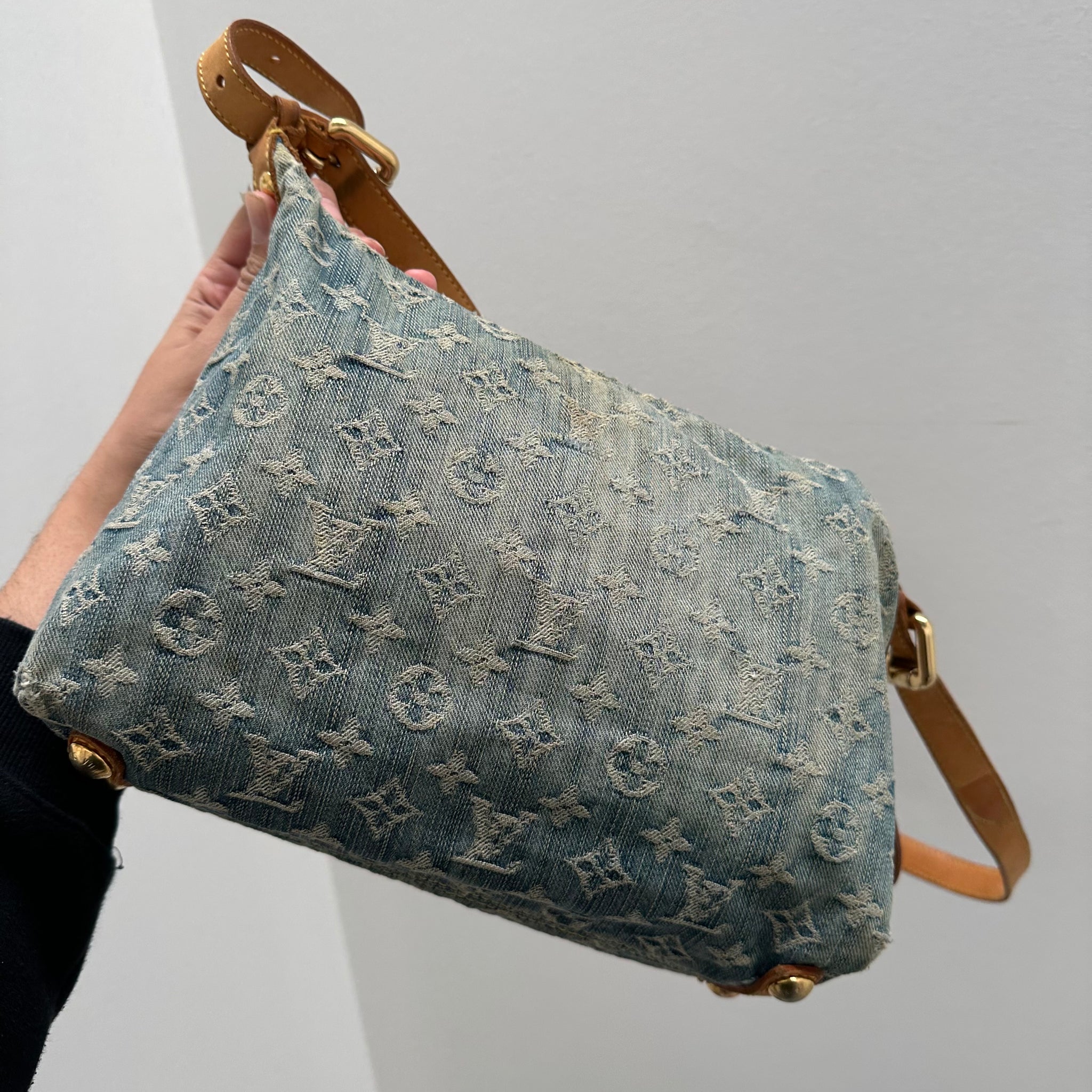 Louis Vuitton Monogram Denim Baggy PM Blue with Long Strap