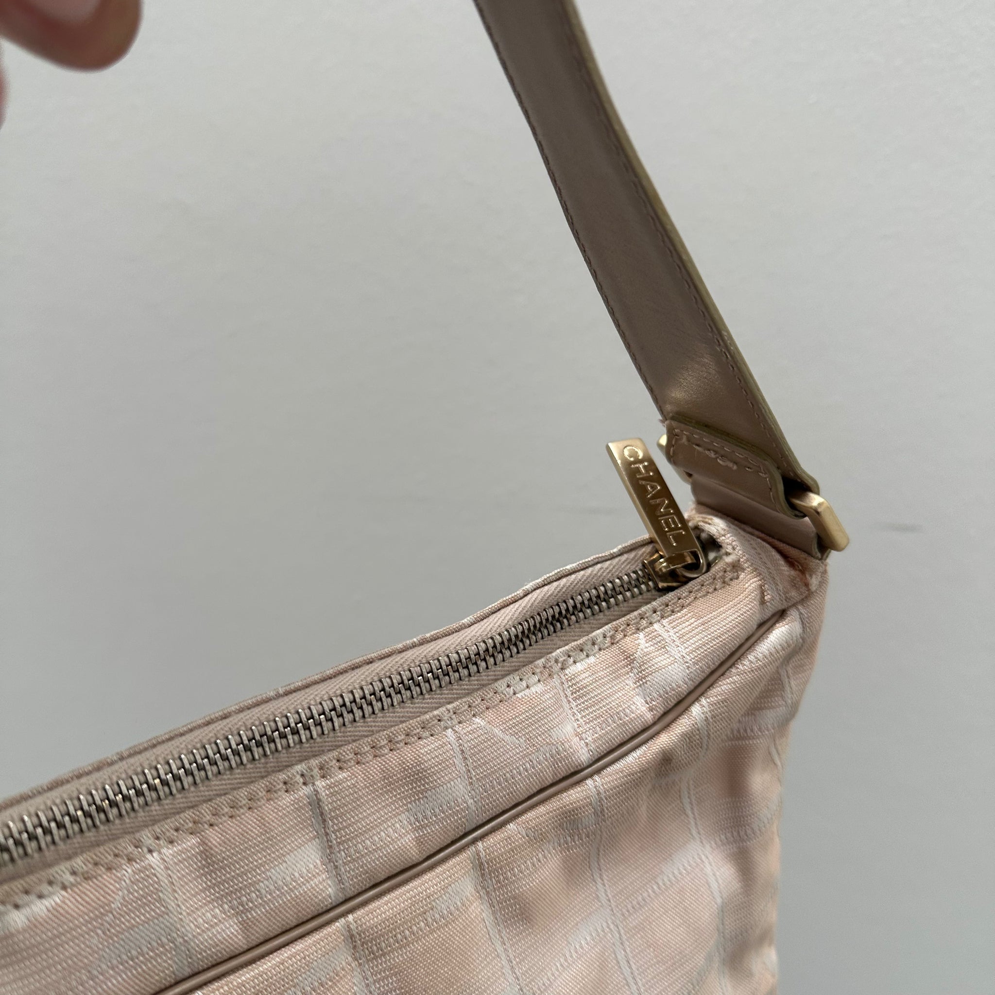Chanel Light Pink Nylon New Travel Line Shoulder Bag