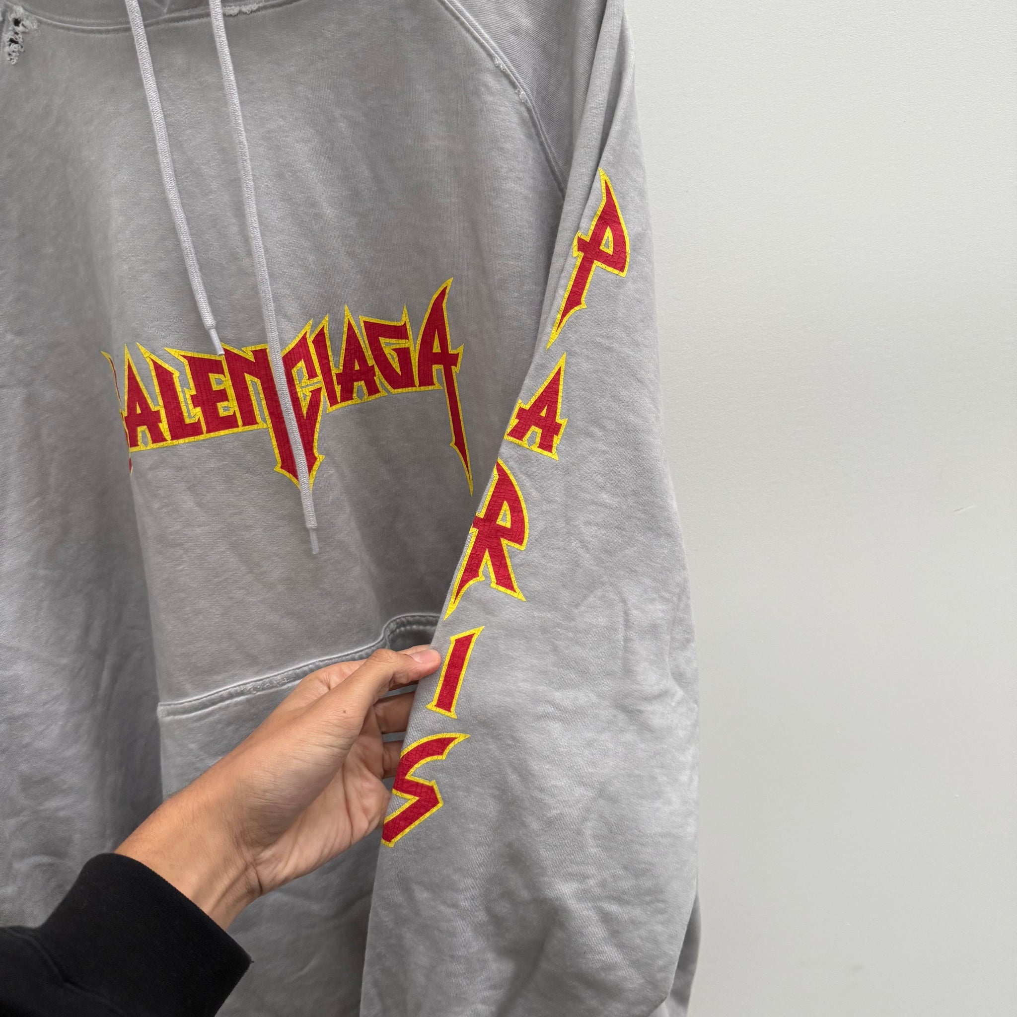 Balenciaga Metal Graphic Print Hoodie Grey (fits L-XL)