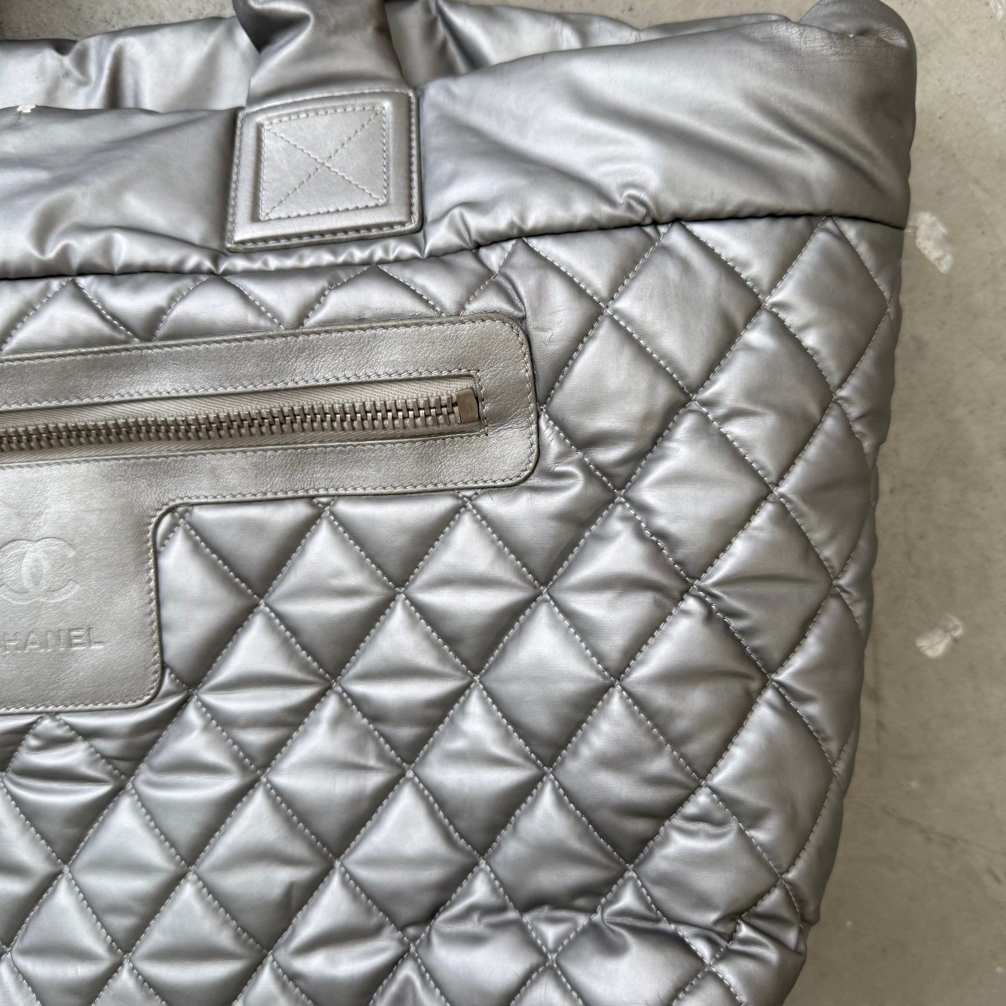 Chanel Silver Patent Leather Cocoon Hand Bag