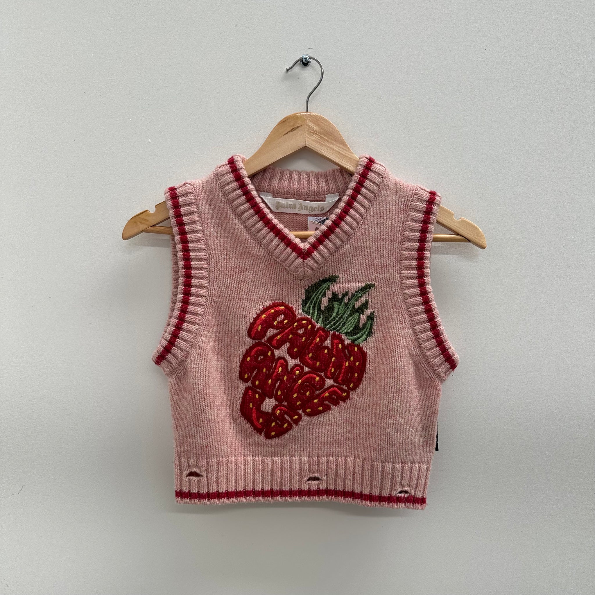 Palm Angels Logo Patch Cropped Wool Vest Size M