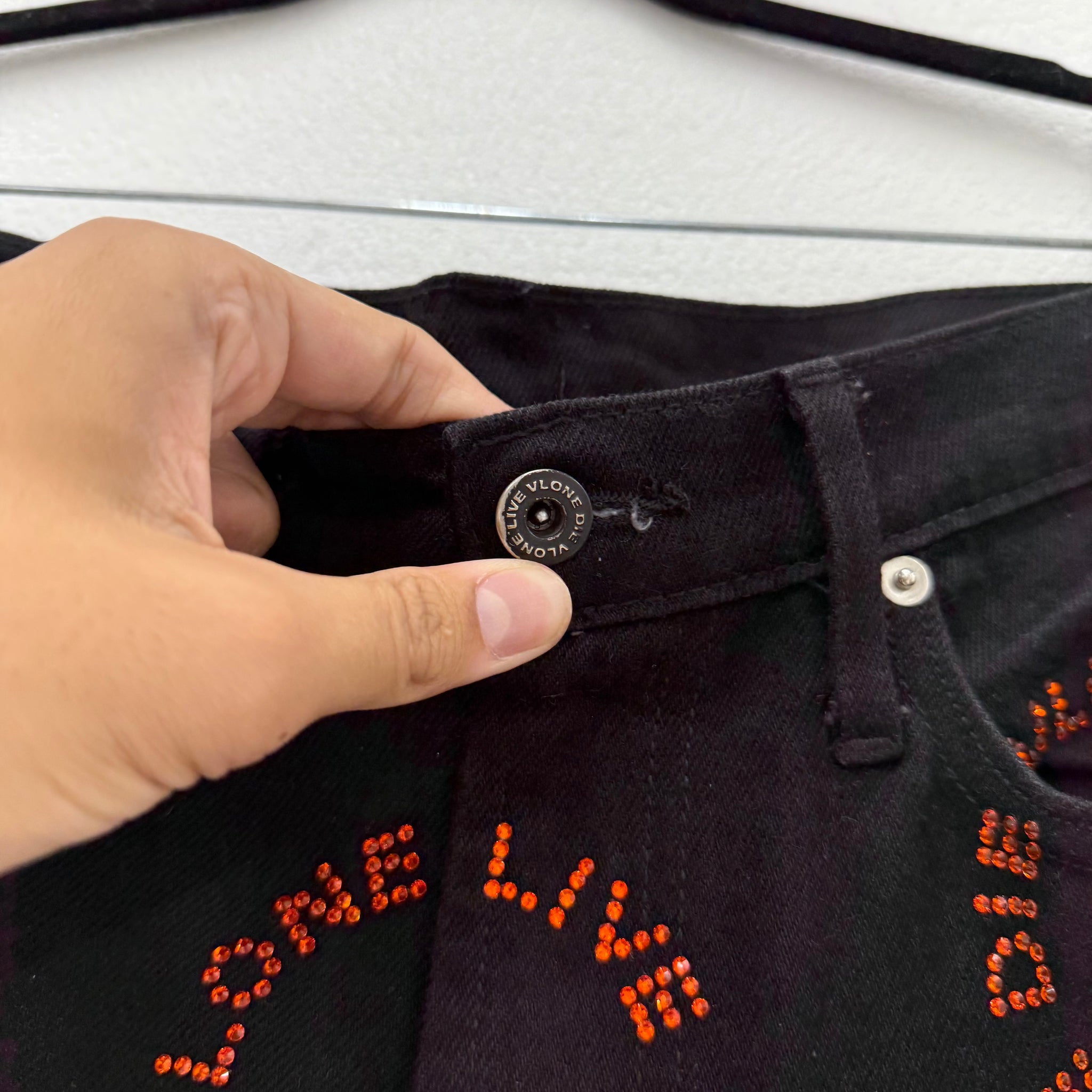 Vlone Rhinestone Jeans Black W32
