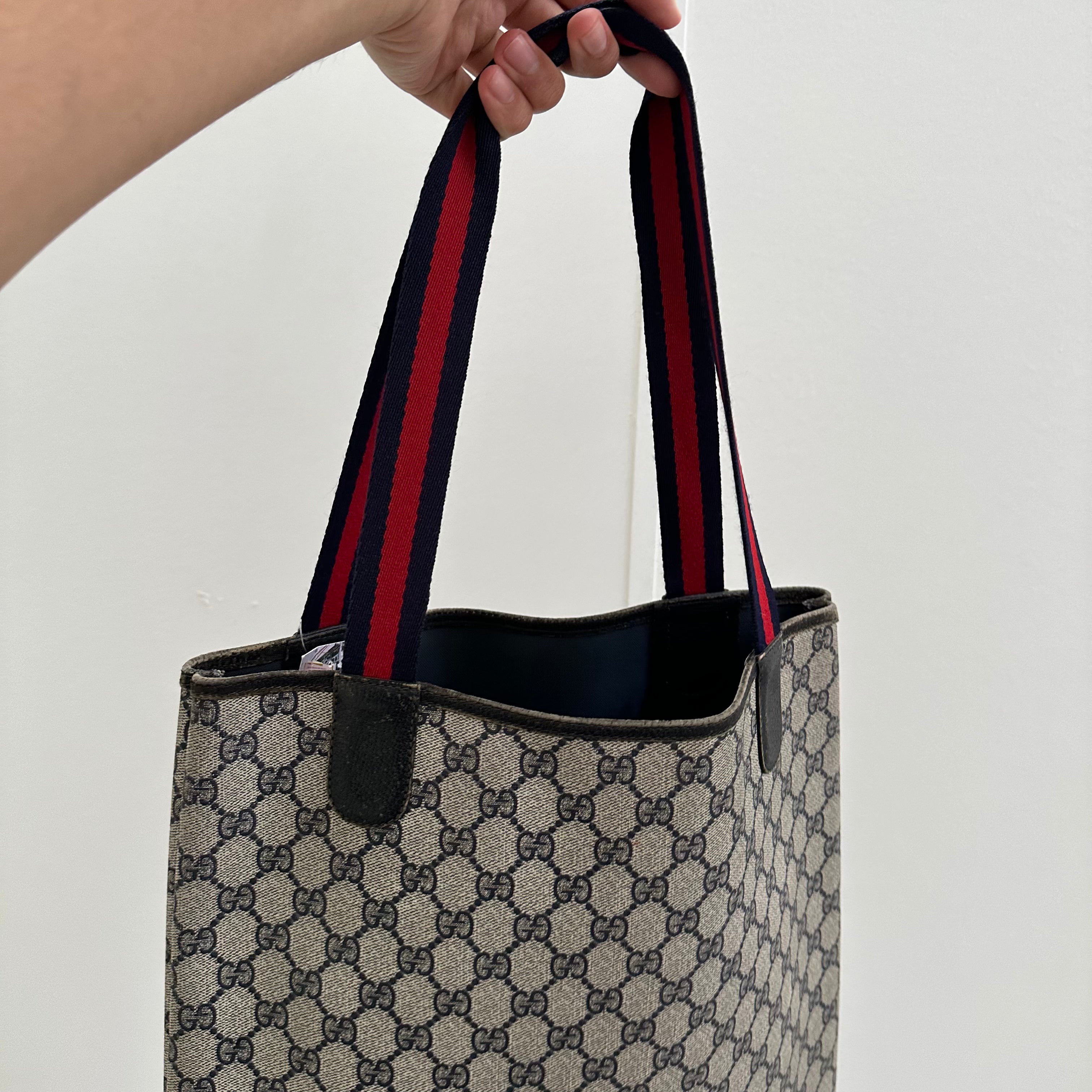 Gucci Large Front Logo Stripe Strap Tote Bag Curated by Charbel