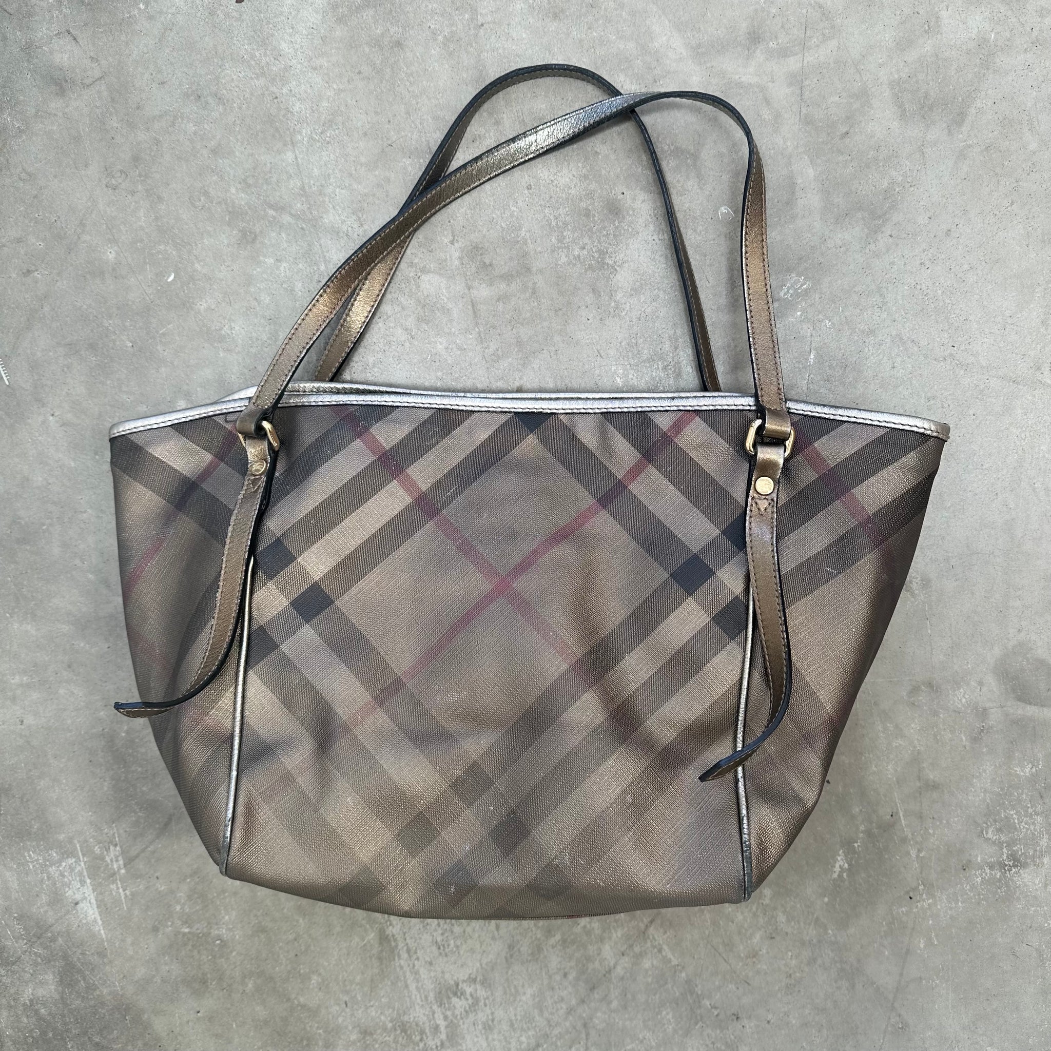 Burberry Metallic Nova Check Canterbury Tote Gold
