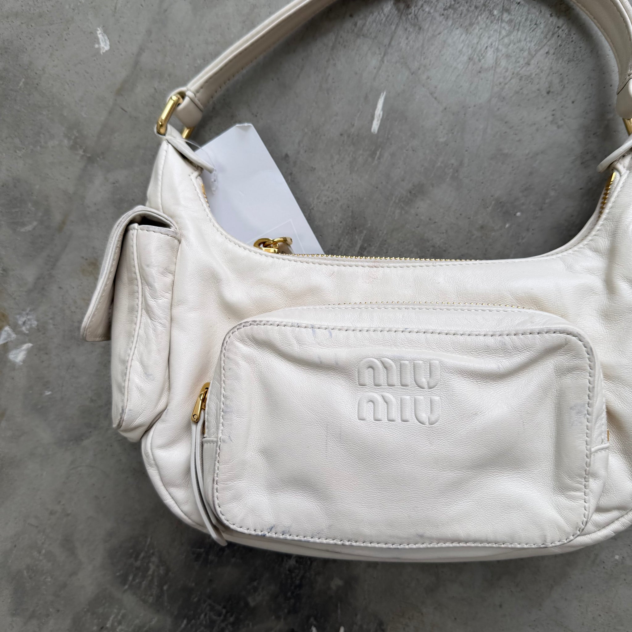 Miu Miu White Nappa Leather Pocket Bag