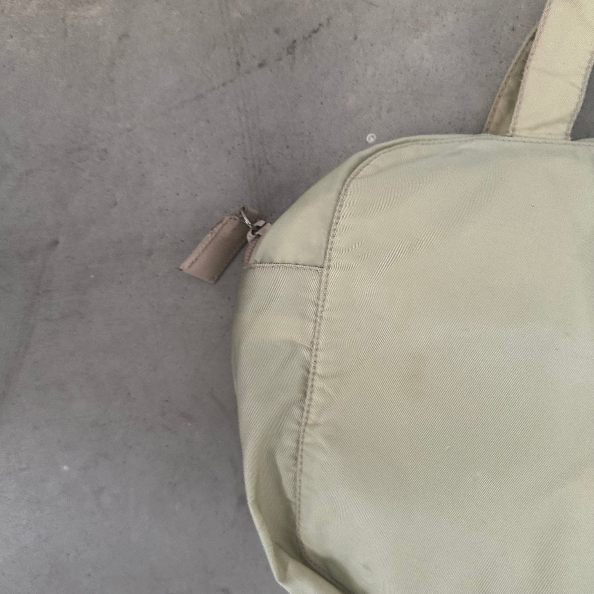 Prada Short Strap Nylon Cream Hand Bag