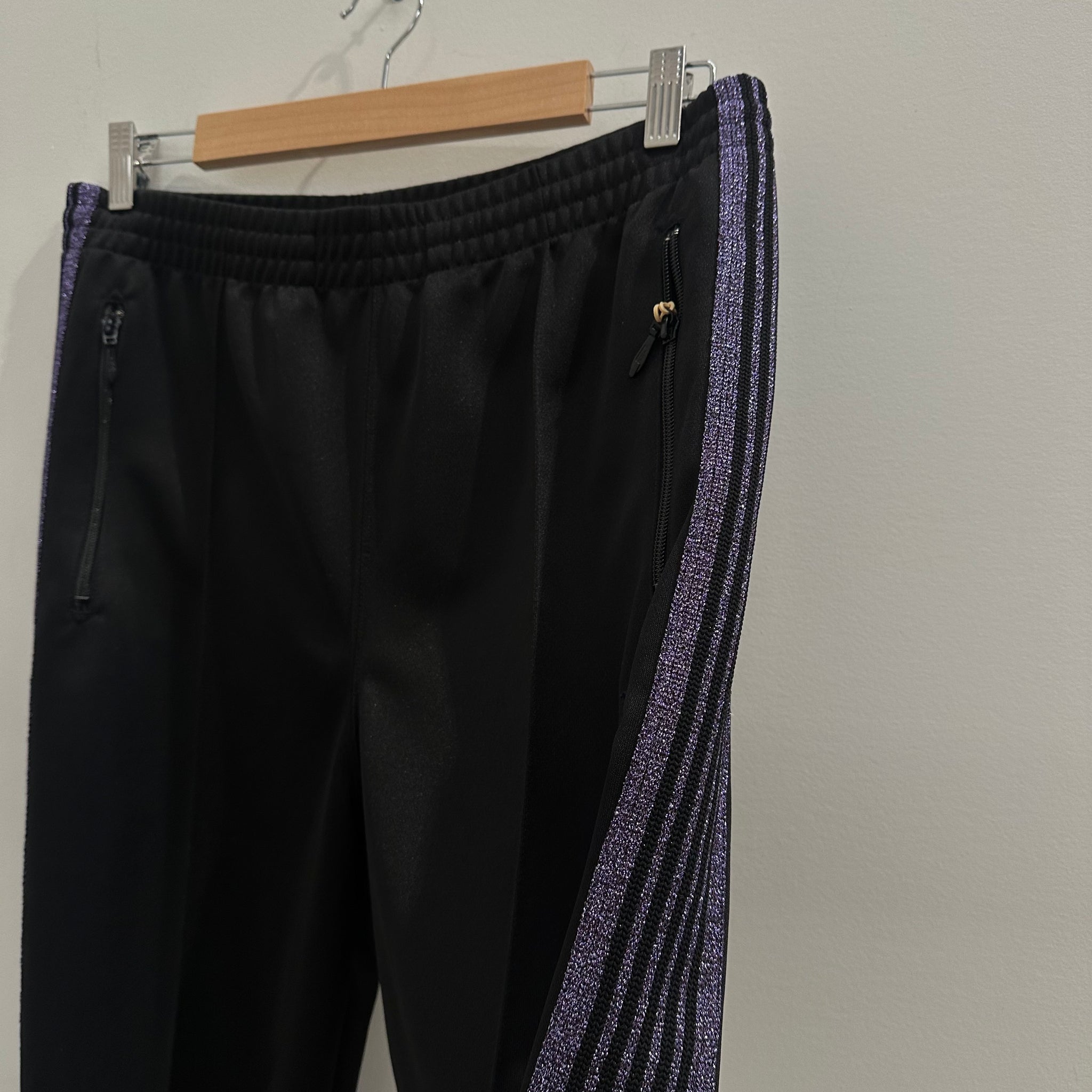 Needles Poly Smooth Glitter Track Pant ‘Black/Purple’ (Size M)