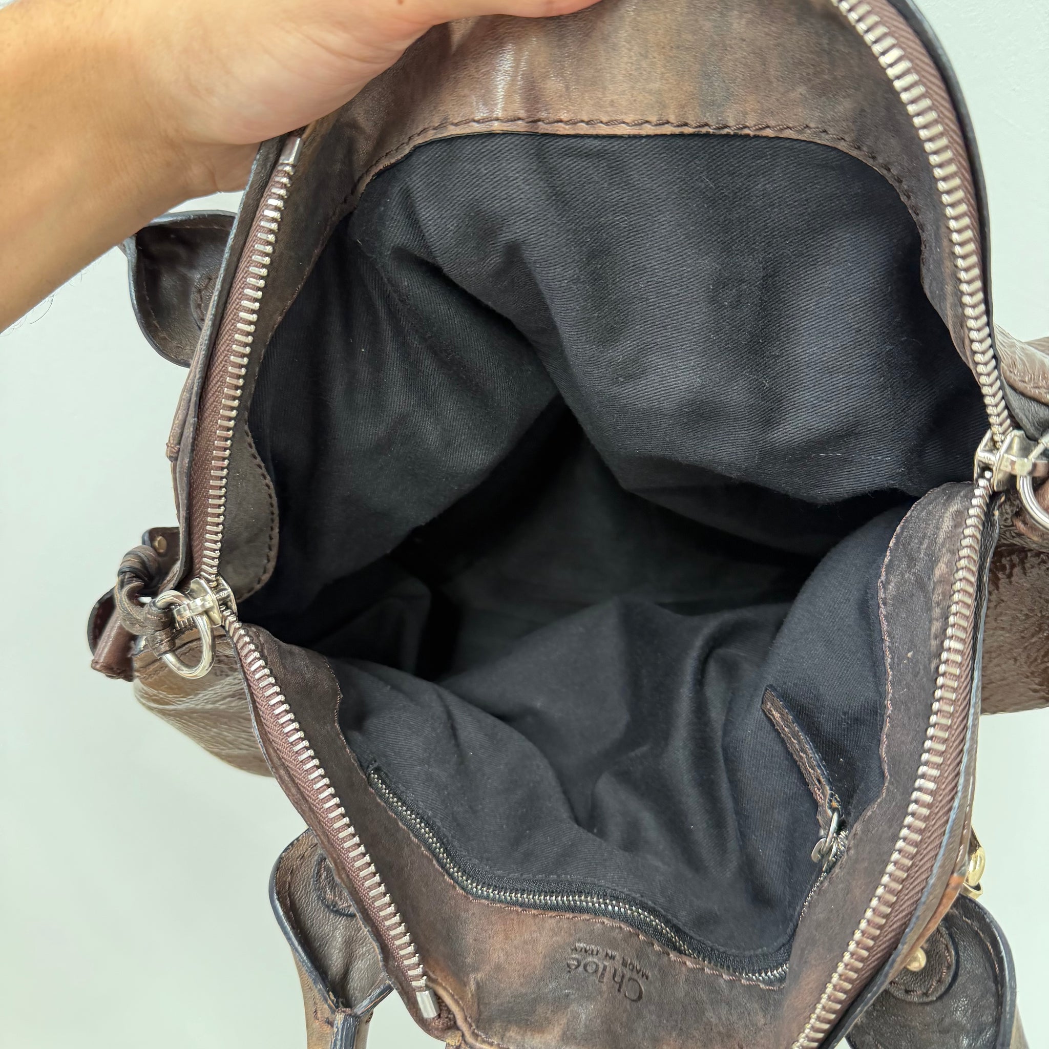 Chloe Ardoise Patent Leather Large Dome Paddington Bag