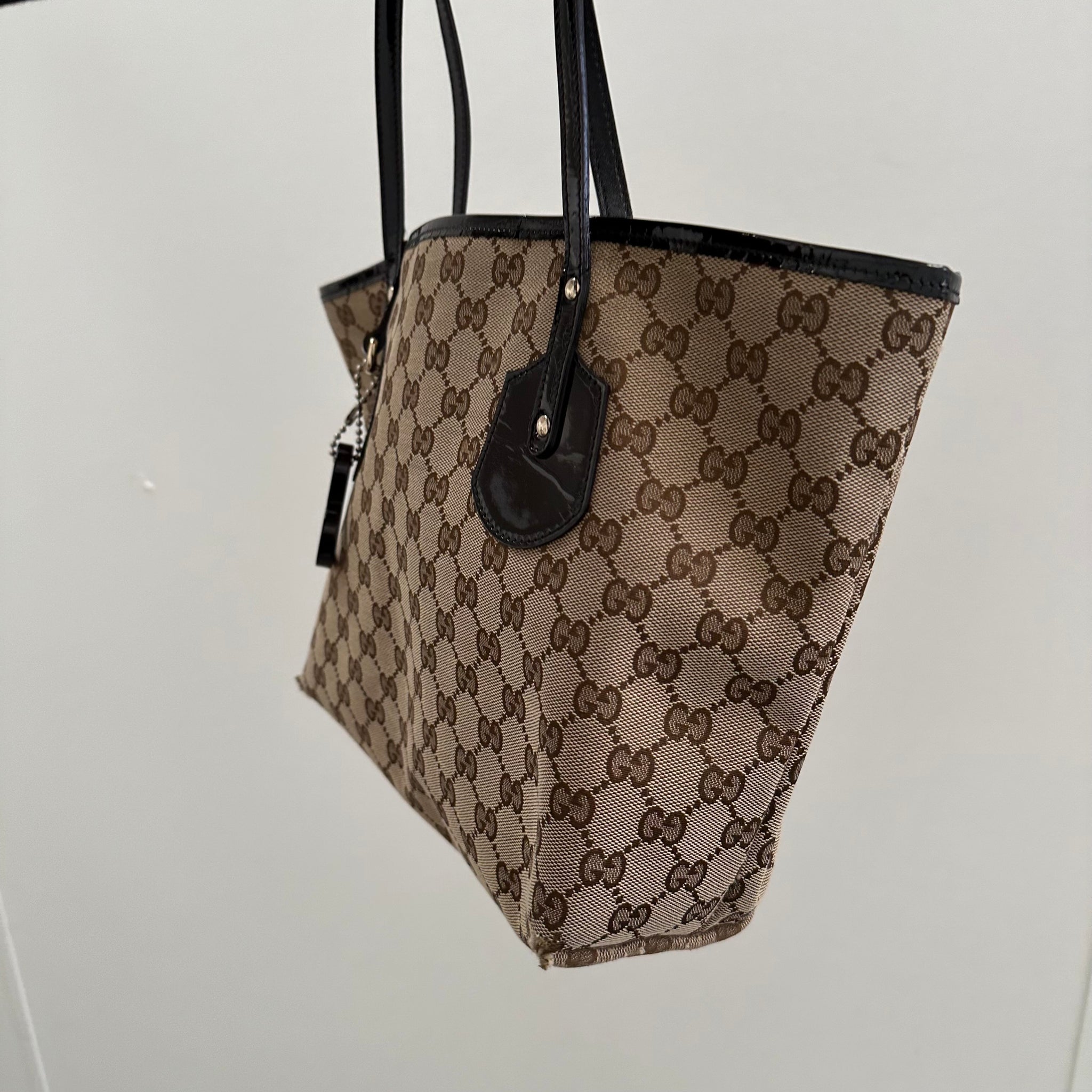 Gucci Brown GG Canvas Black Beige Jolie Tote Bag