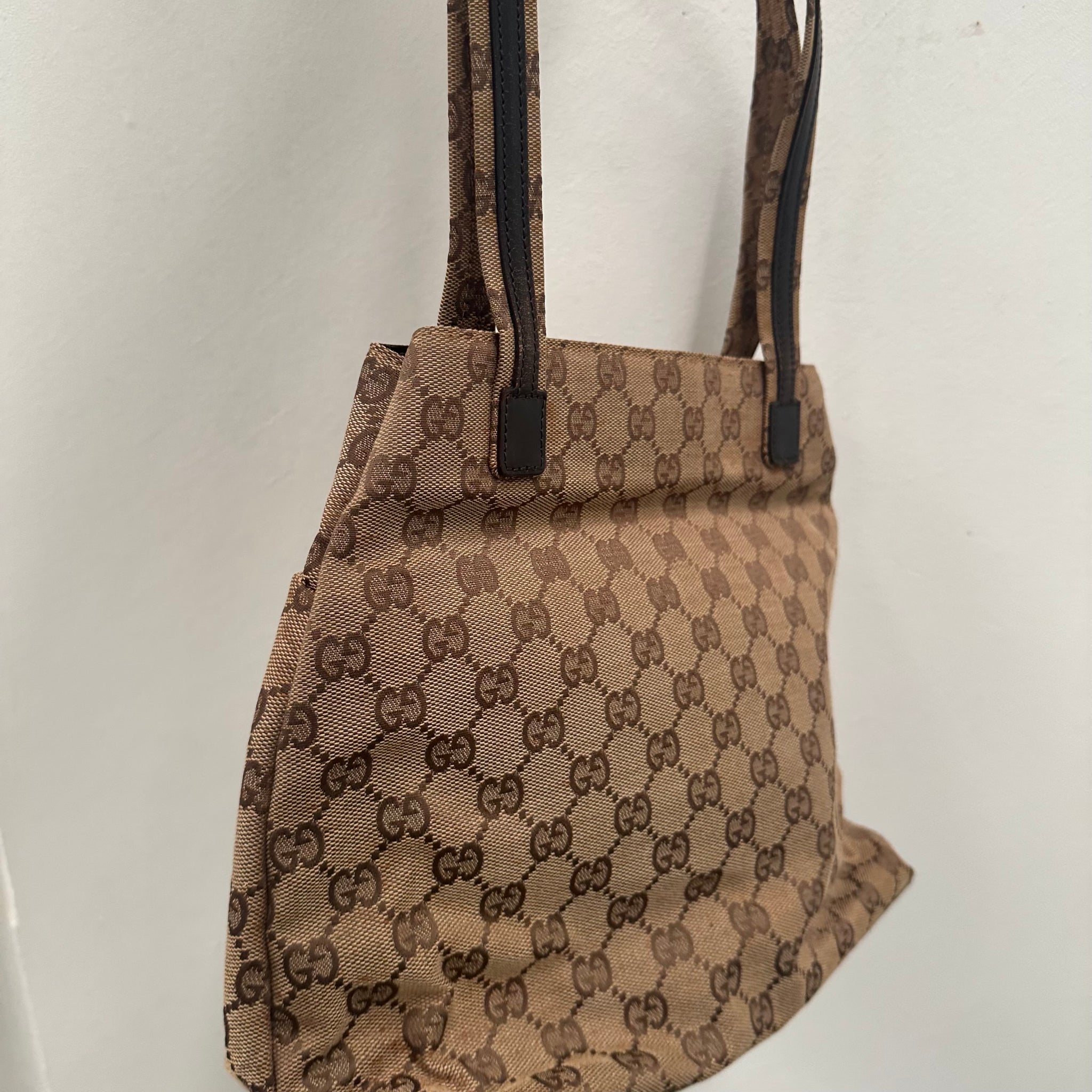 Gucci GG Print Double Pocket Tote / Shoulder Bag