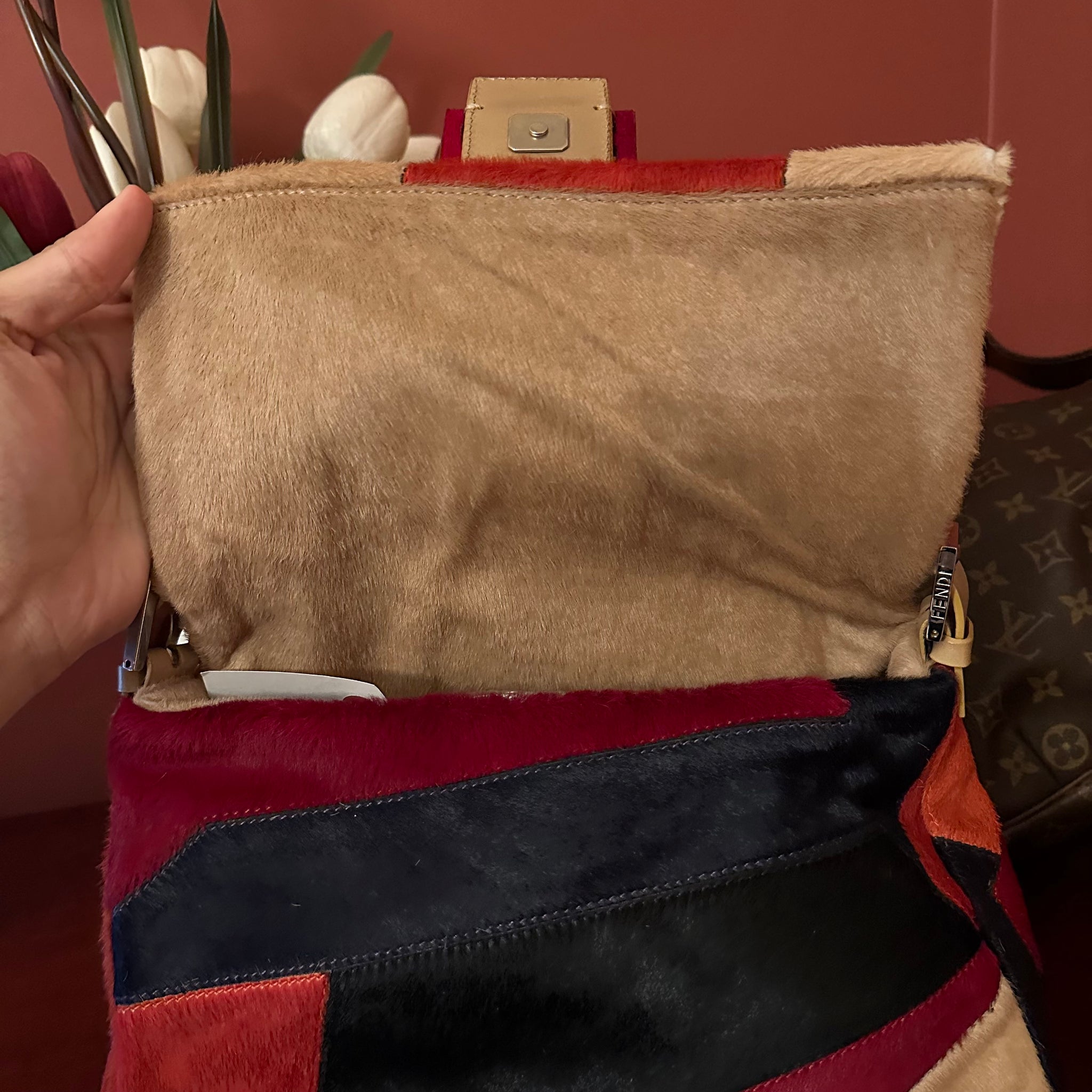 Fendi Colourblock Fur Mamma Baguette Bag