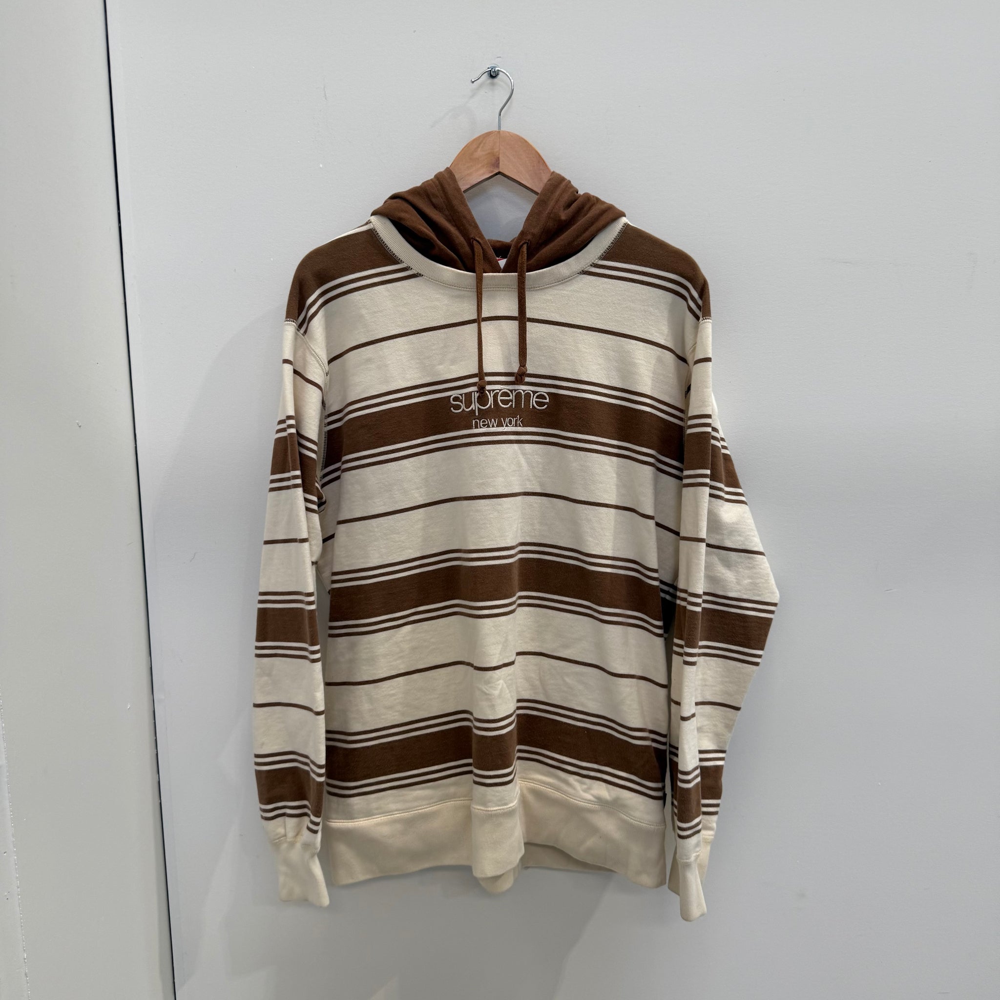 Supreme Striped Brown Hoodie (Size XL)