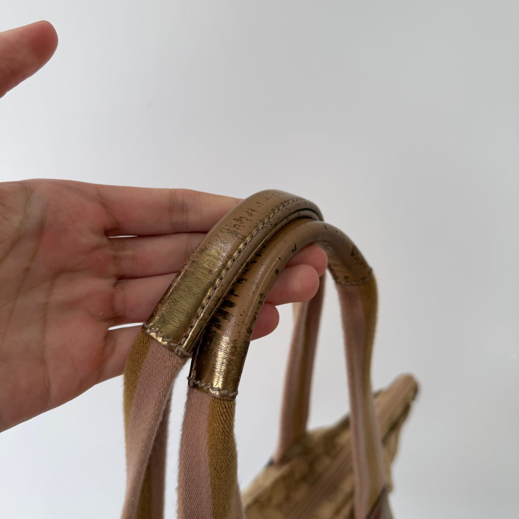 Gucci Bucket Hand Bag Beige Canvas