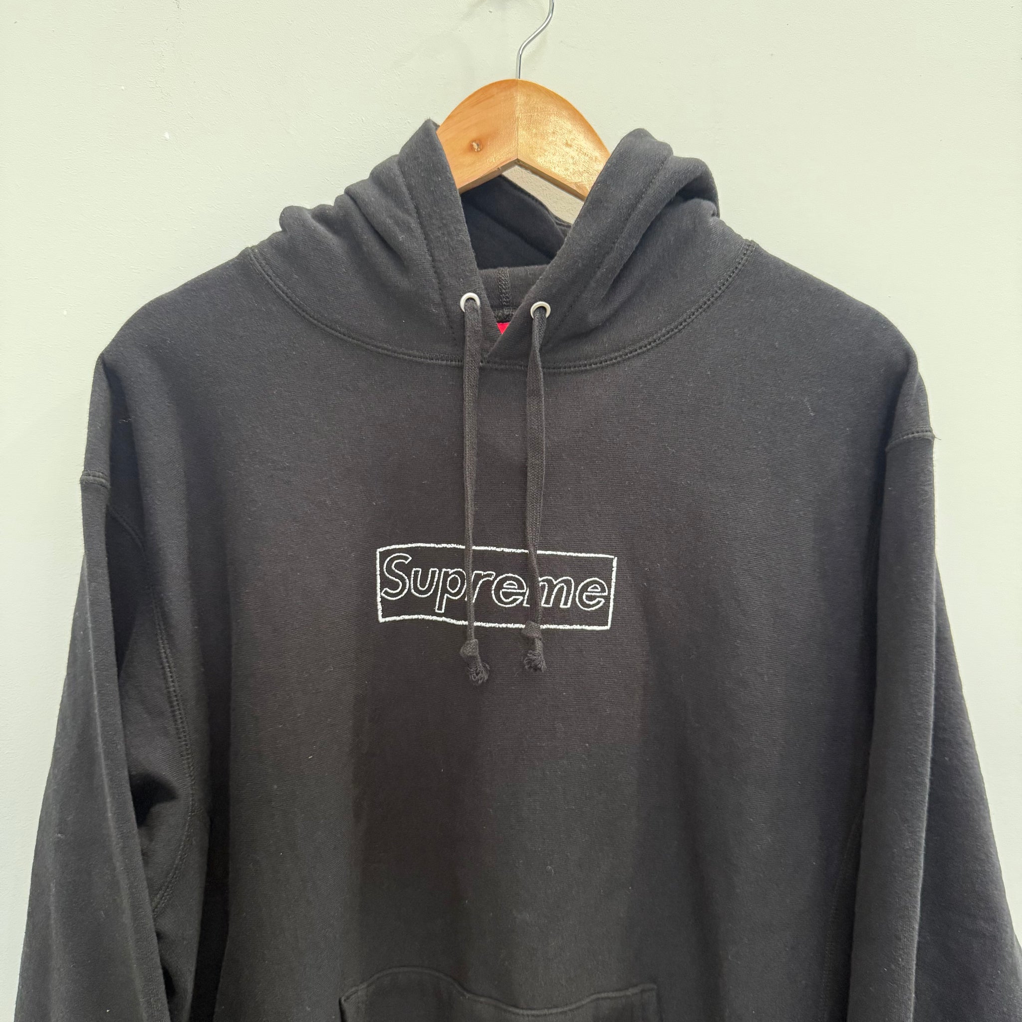 Supreme Kaws Chalk Box Logo Hoodie Black (Size M)