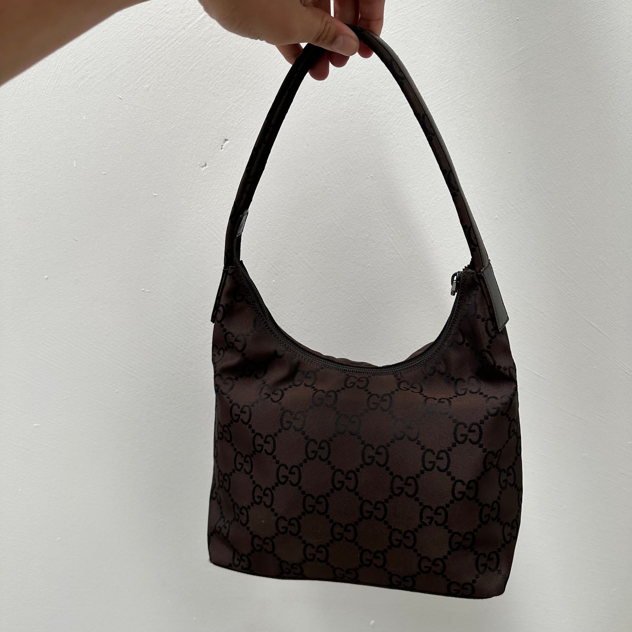 Gucci GG Print Shoulder Bag Brown