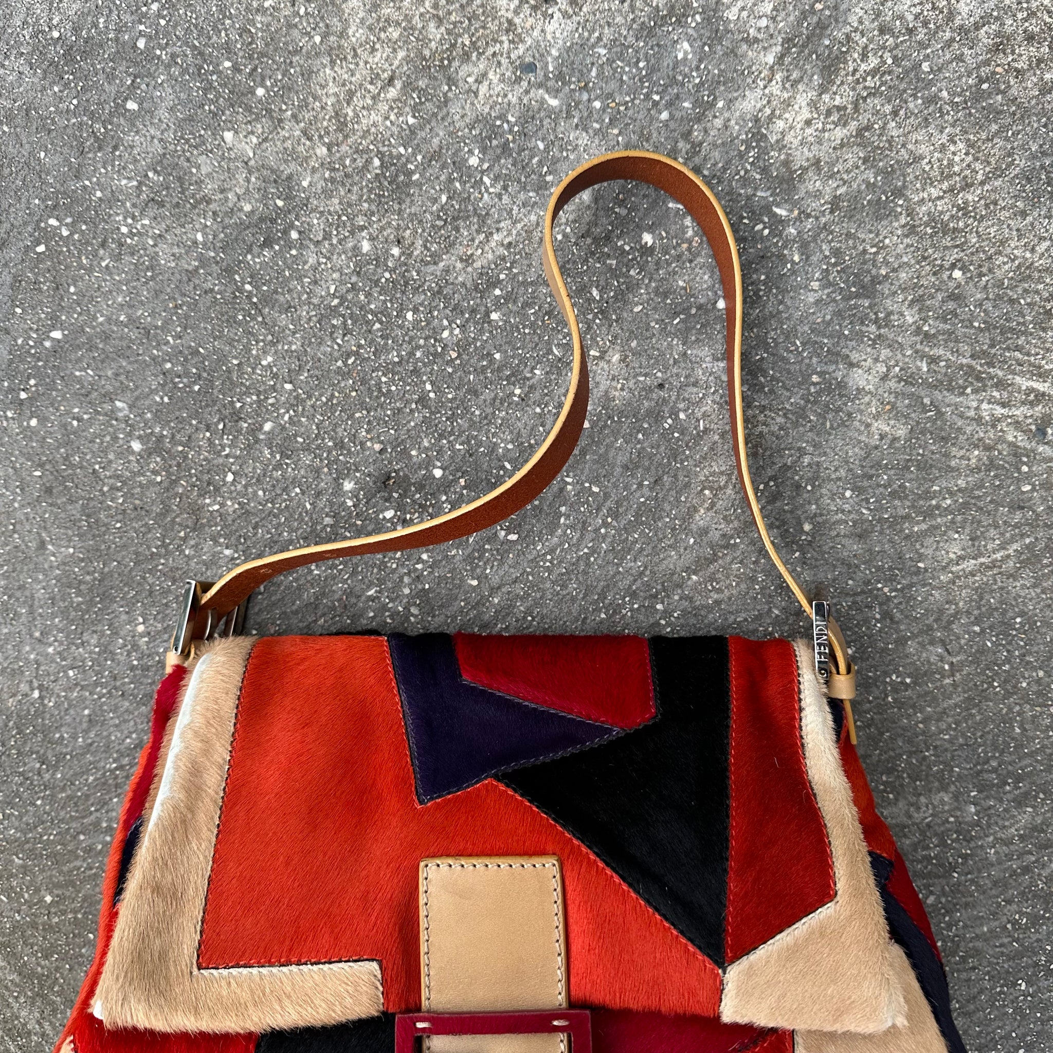 Fendi Colourblock Fur Mamma Baguette Bag