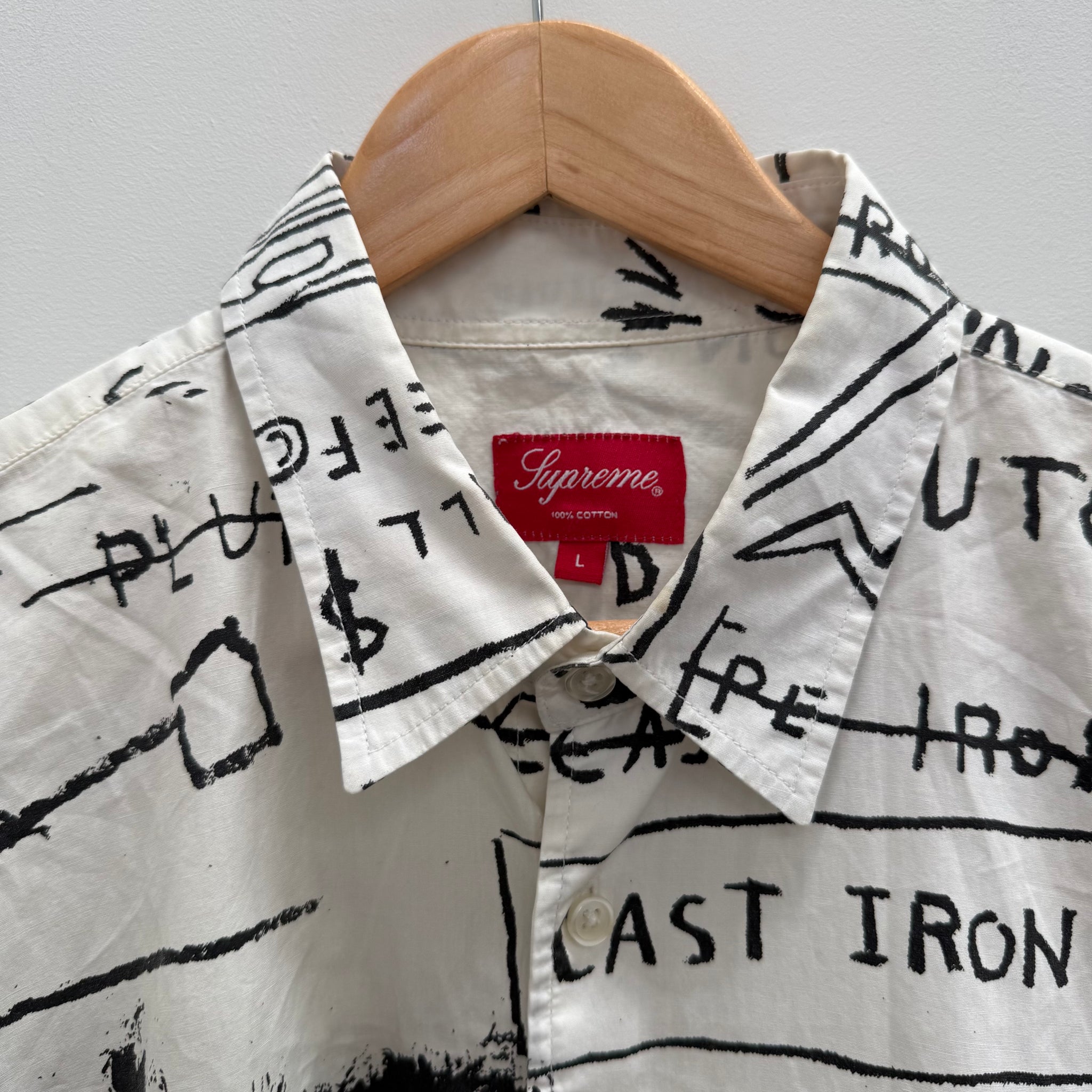 Supreme Jean-Michel Basquit Button Up Shirt White (Size L)