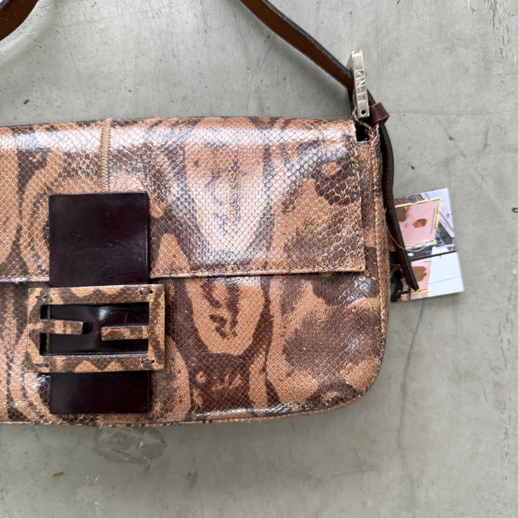 Fendi Python Brown Baguette Bag