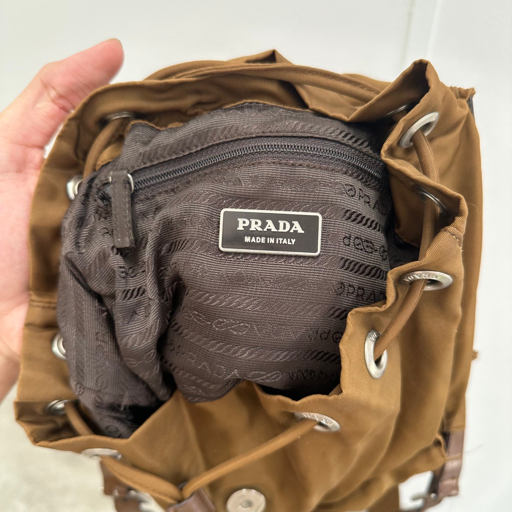 Prada Small Backpack Caramel Brown