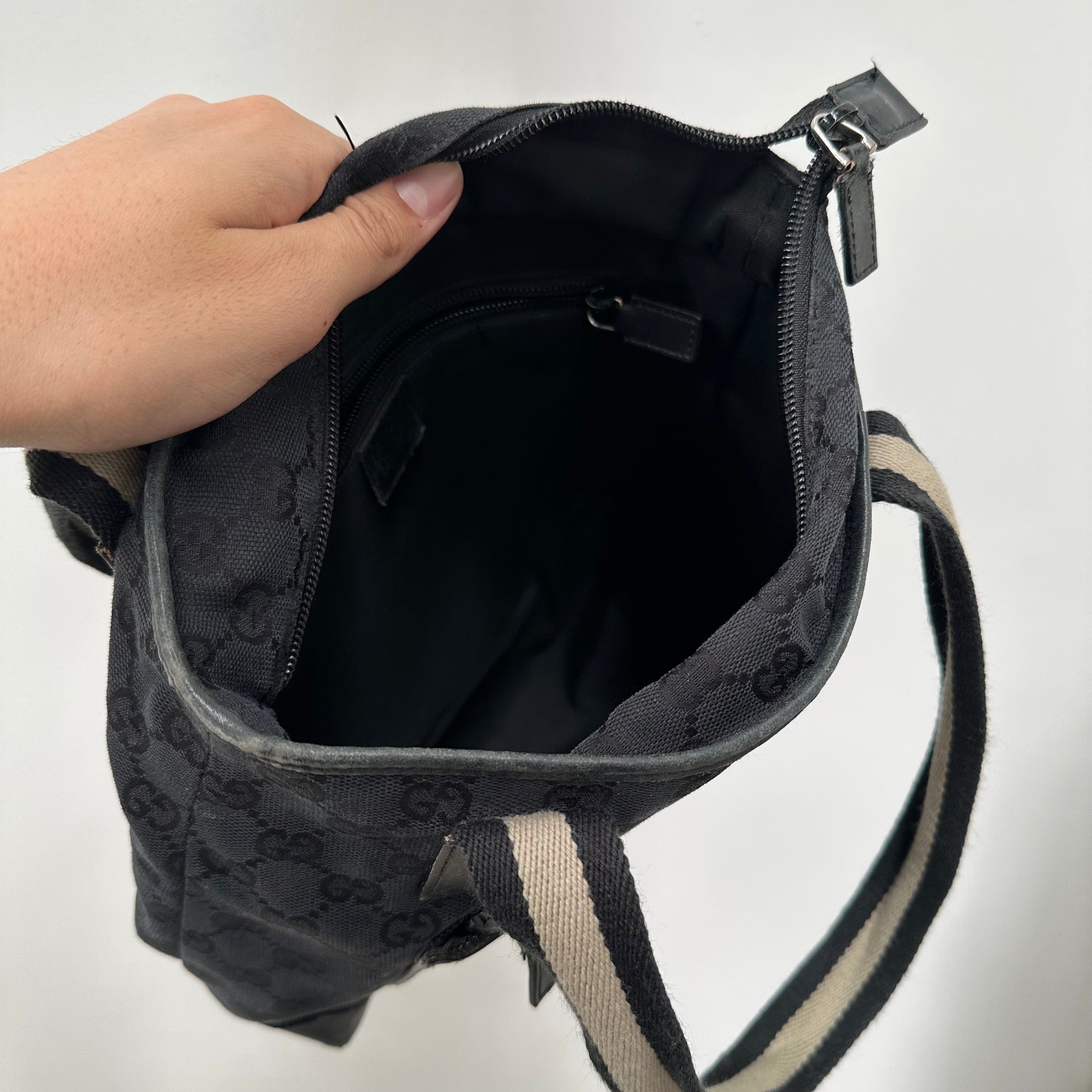 Gucci Front Pocket Tote Bag Canvas Black