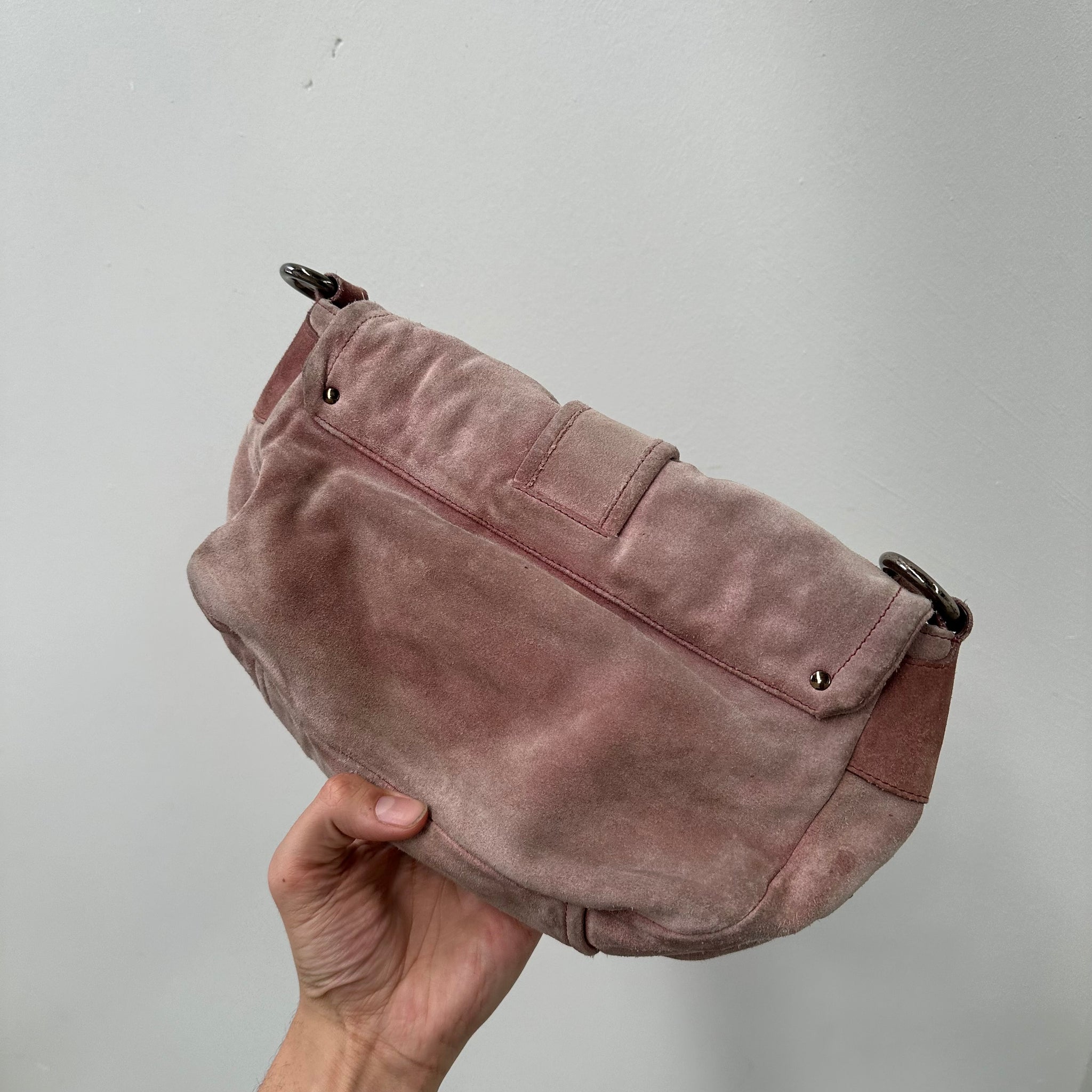 Prada Pink Suede Leather Shoulder Bag