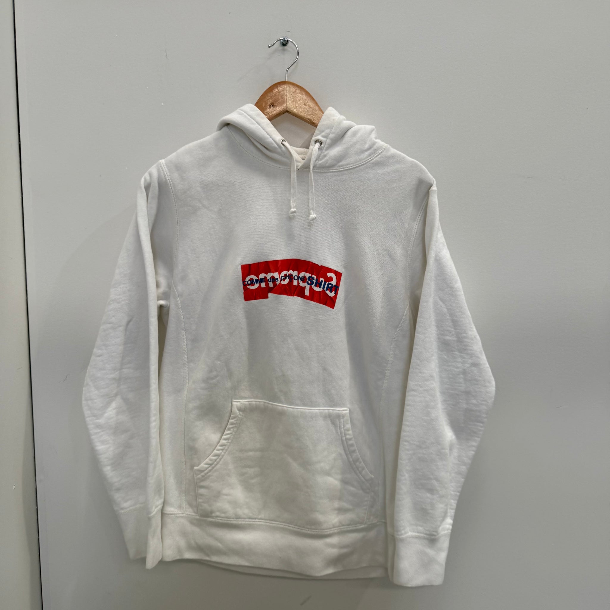 Supreme CDG 2017 Box Logo Hoodie White (Size M)
