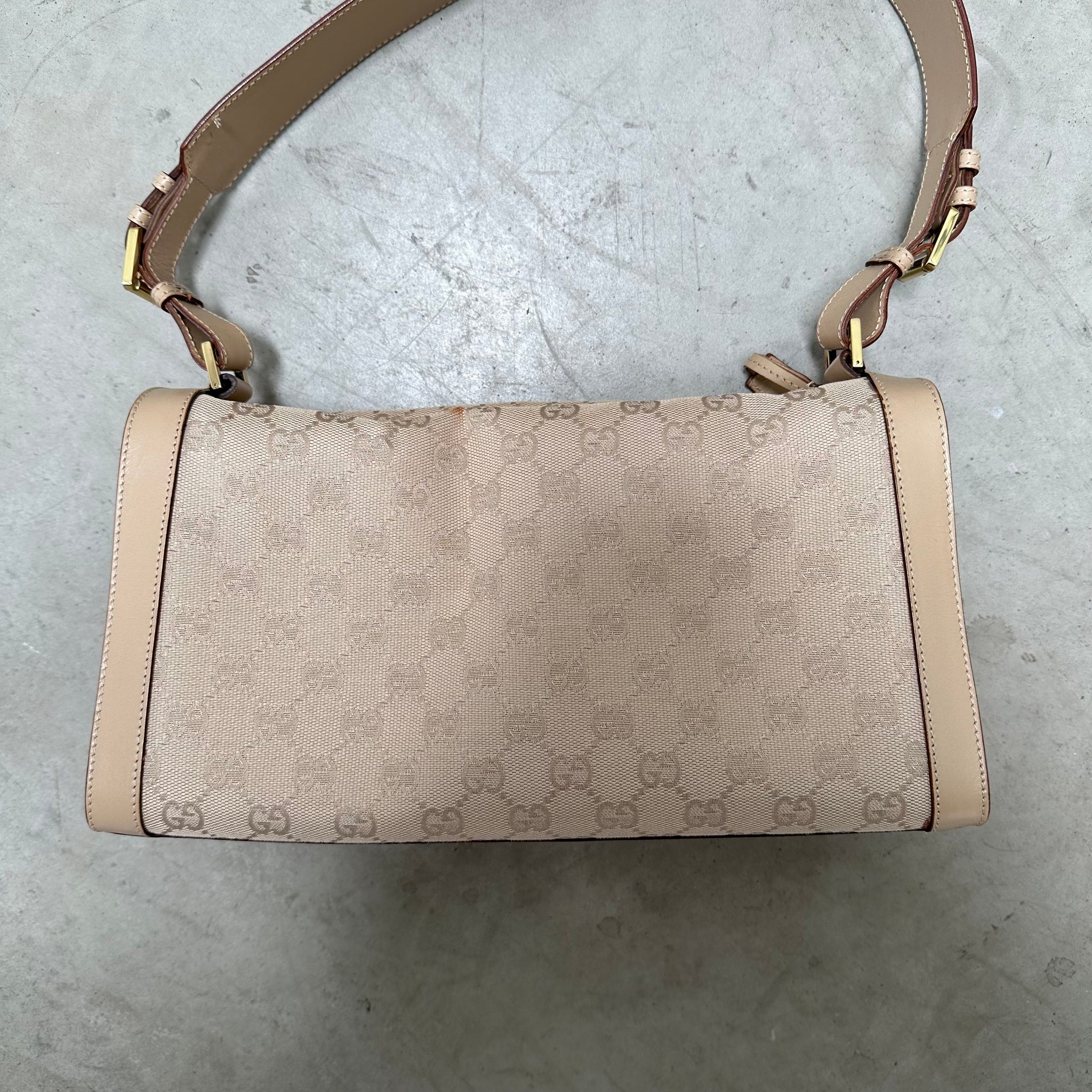 Gucci Beige GG Logo Shoulder Bag