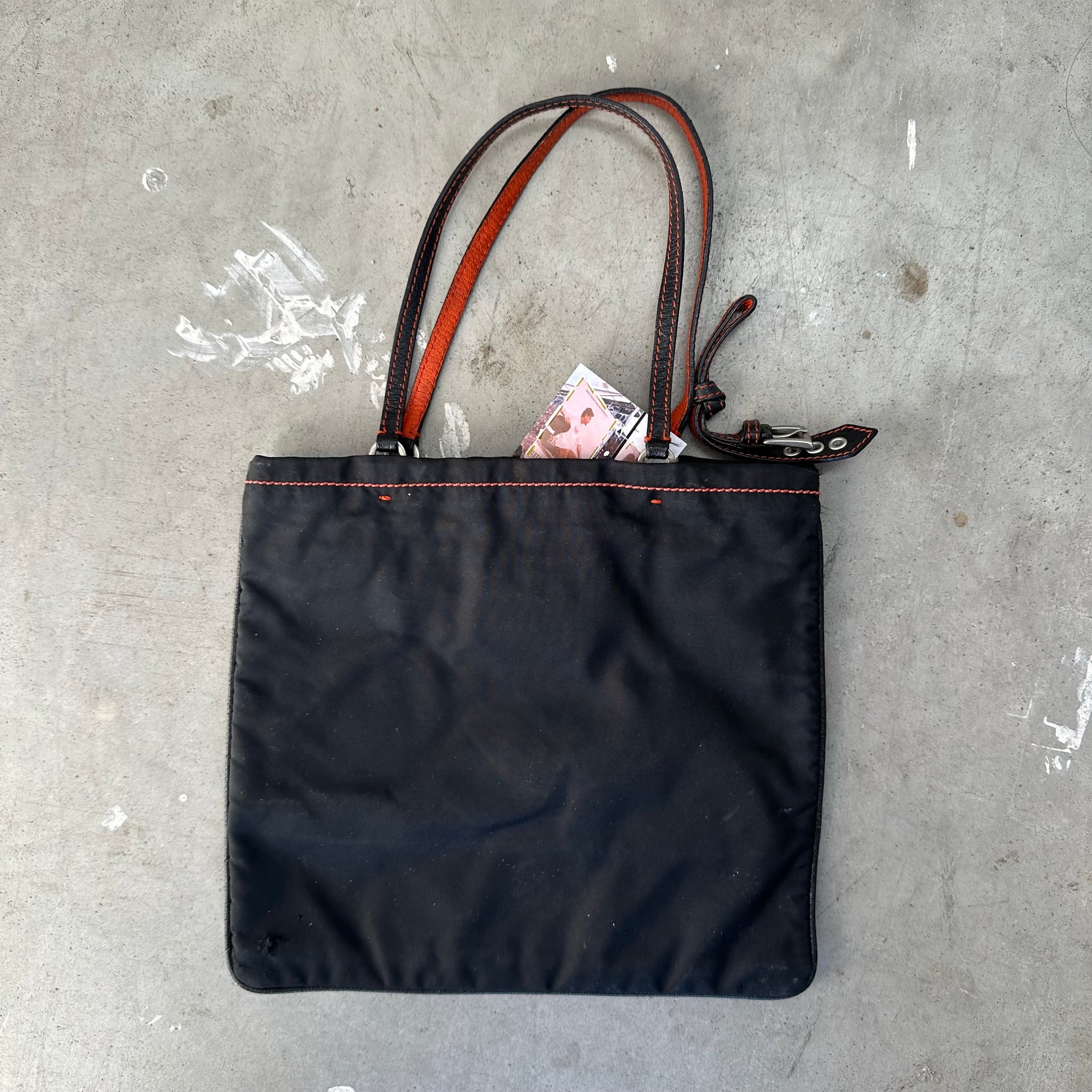 Prada Black Mini Nylon Shoulder Bag Black Orange