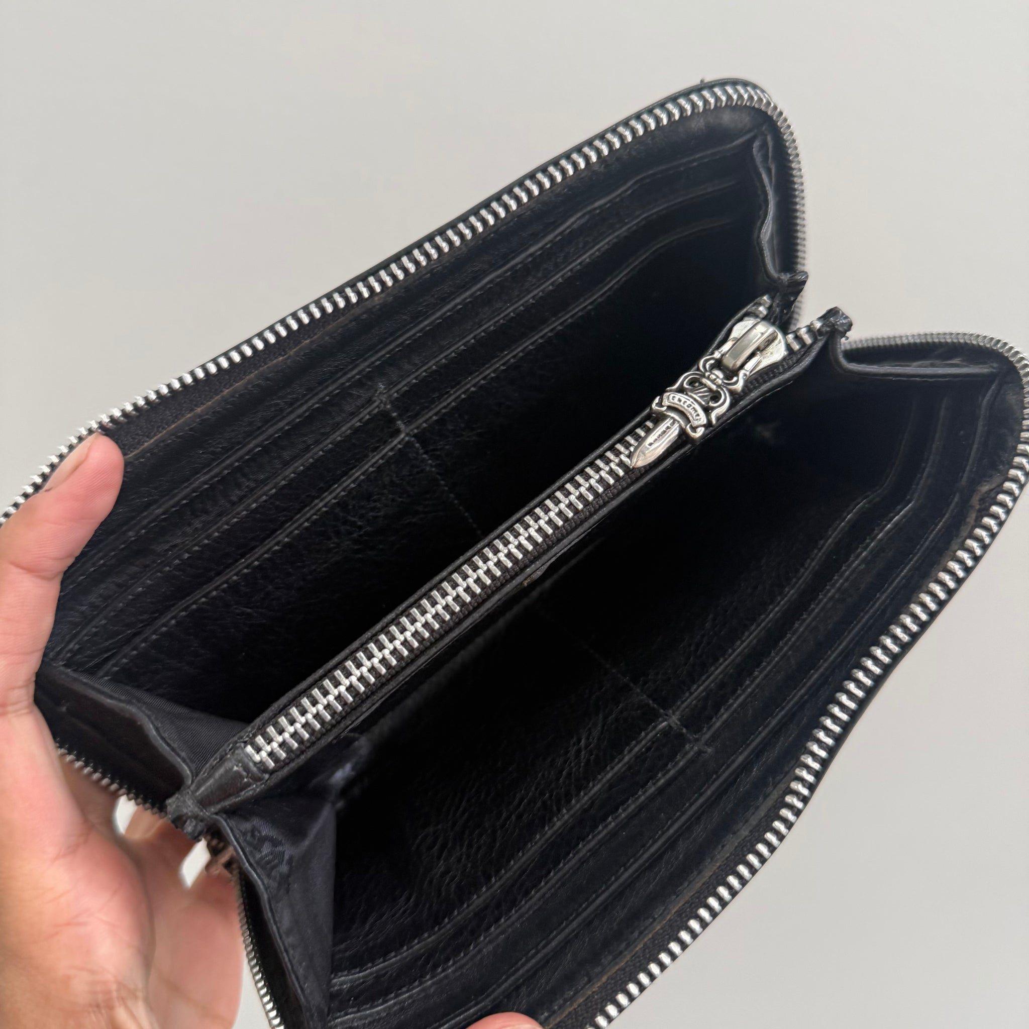 Chrome Hearts Triple Cross Black Zip Wallet
