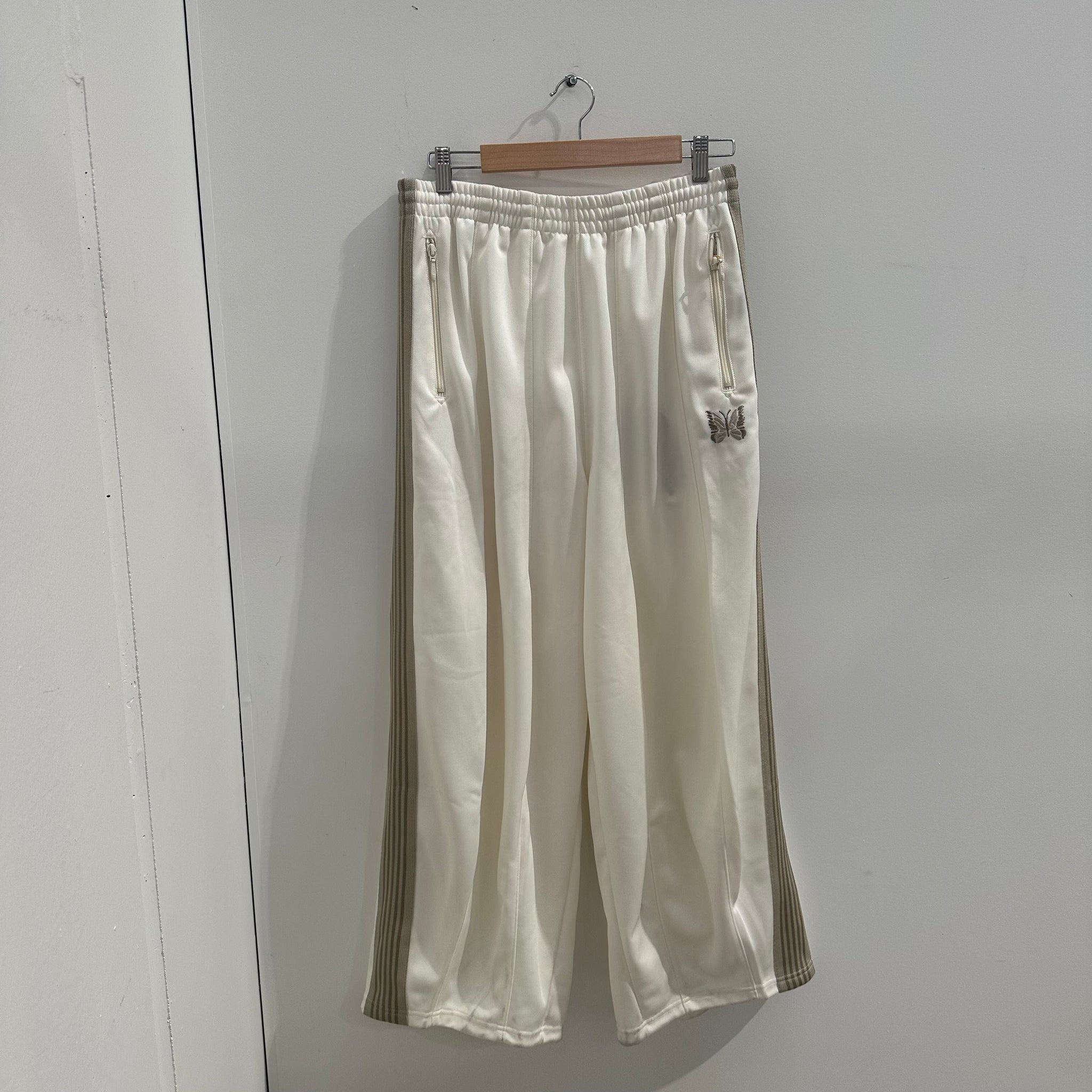 Needles Poly Smooth Track Pants HD 'White/Beige' (Size S)