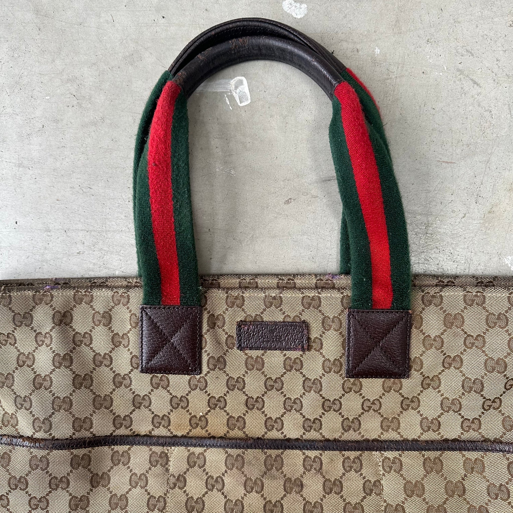 Gucci Stripe Green Red Logo Tote Bag