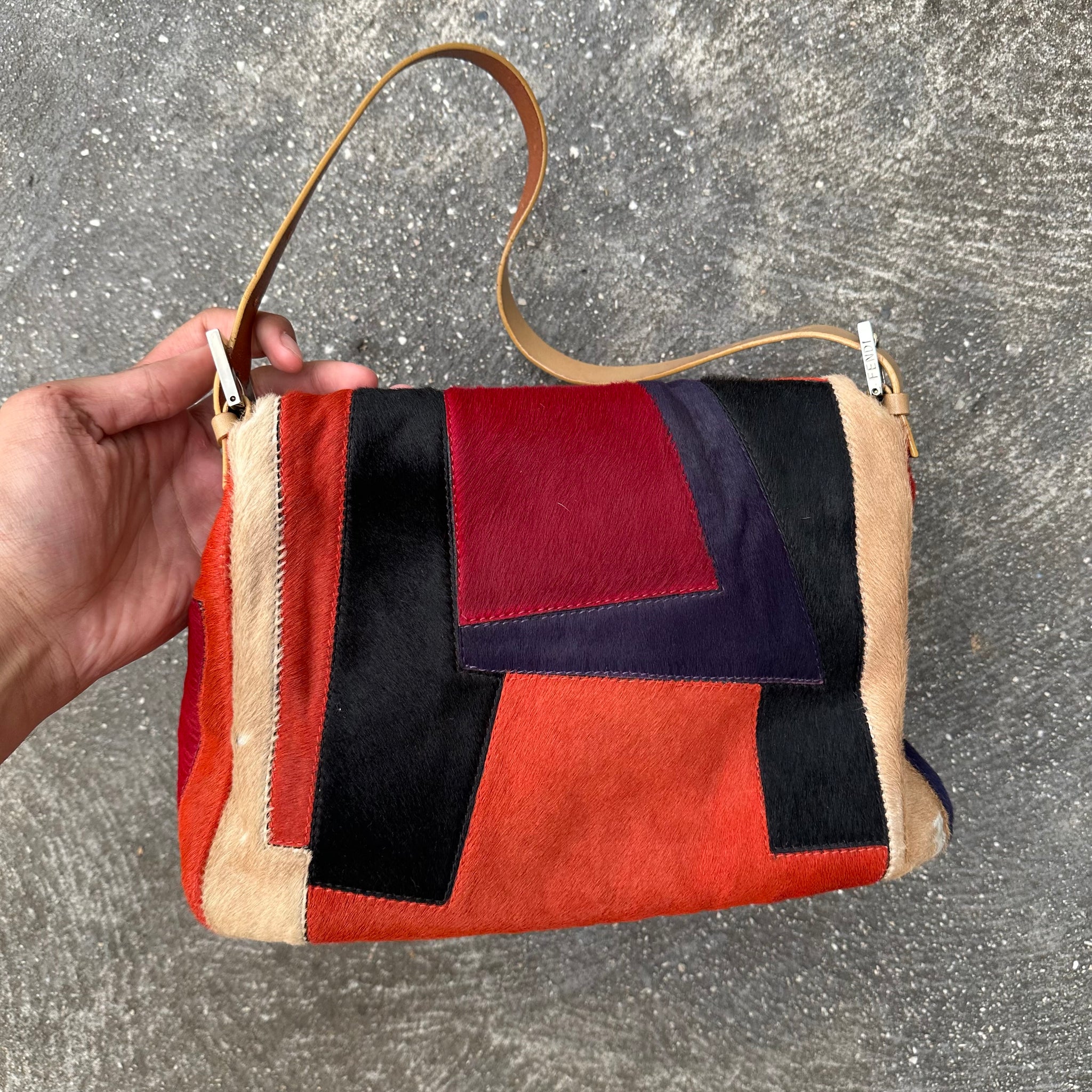 Fendi Colourblock Fur Mamma Baguette Bag