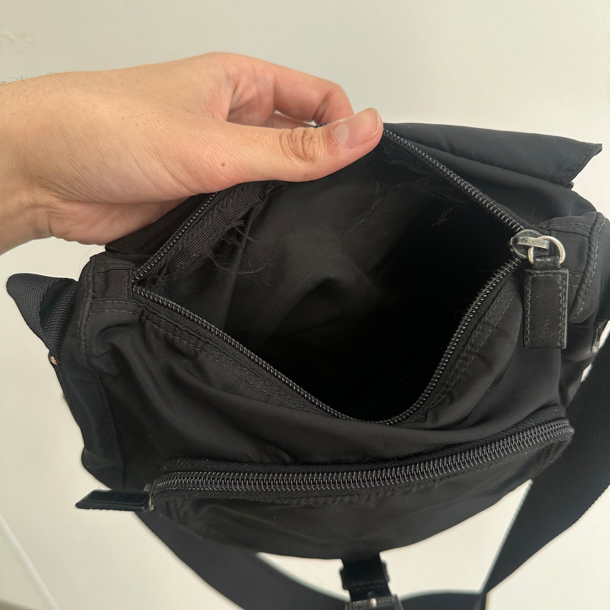 Prada Black Messenger Front Buckle Messenger Bag