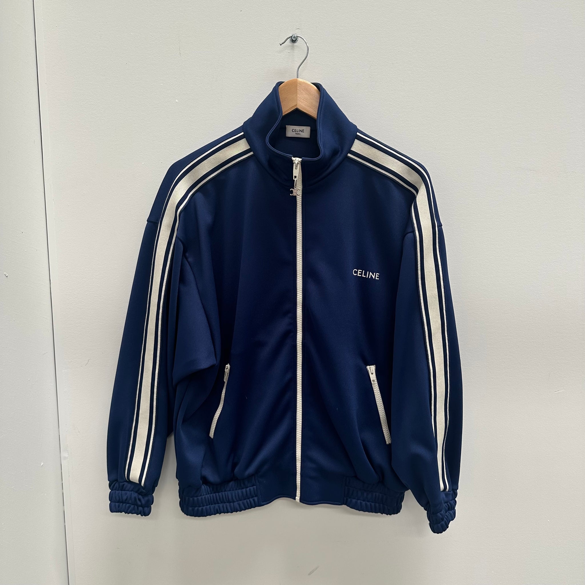 Celine Logo Navy Blue Track Jacket (Size M)