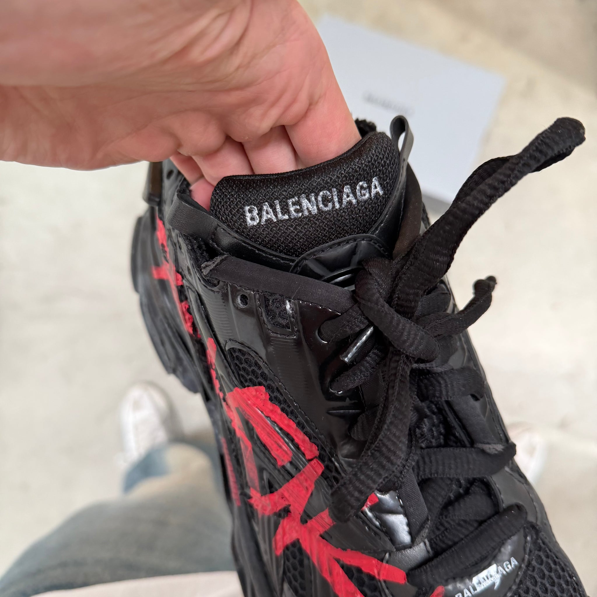 Balenciaga Black Graffiti Runner Sneaker (EU45/US12)