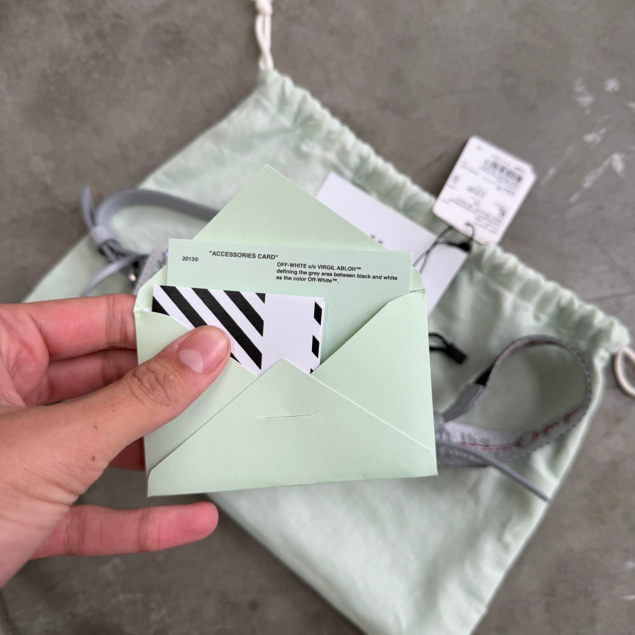 Off White Baby Binder Clip Grey Crystal Bag
