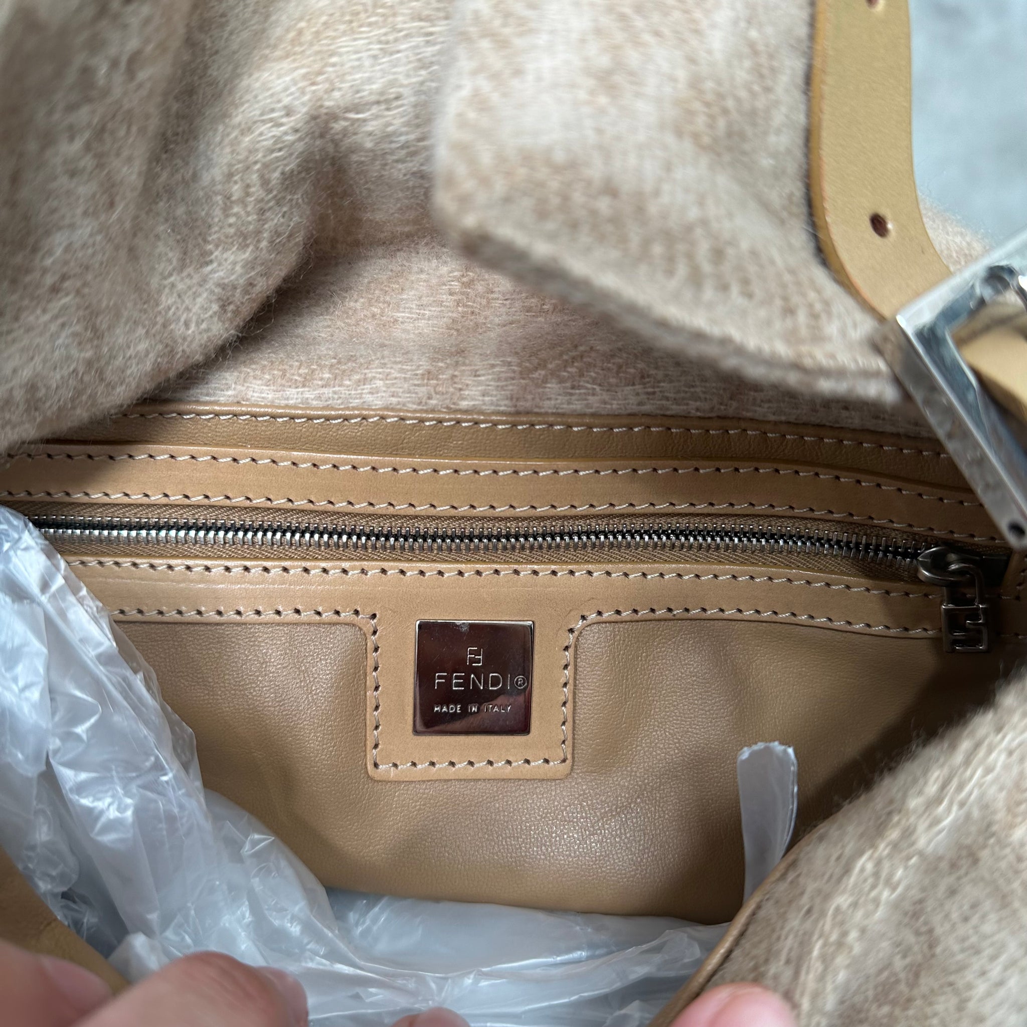 Fendi Wool Baguette Shoulder Bag