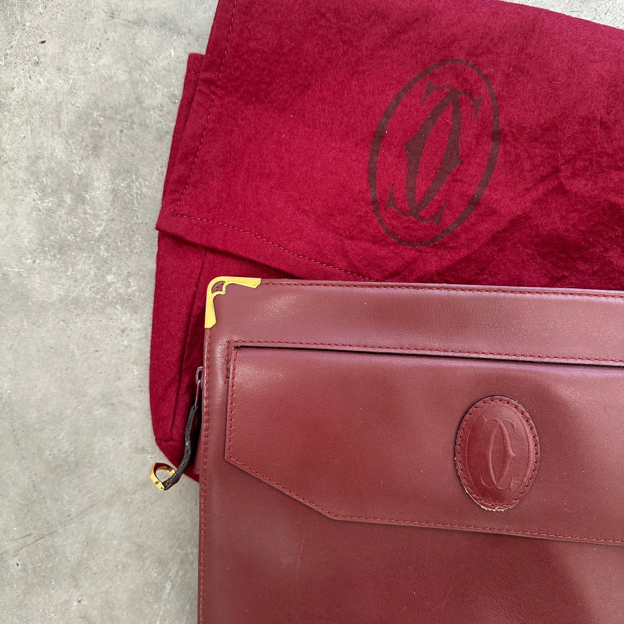 Cartier Vintage Leather Logo Clutch