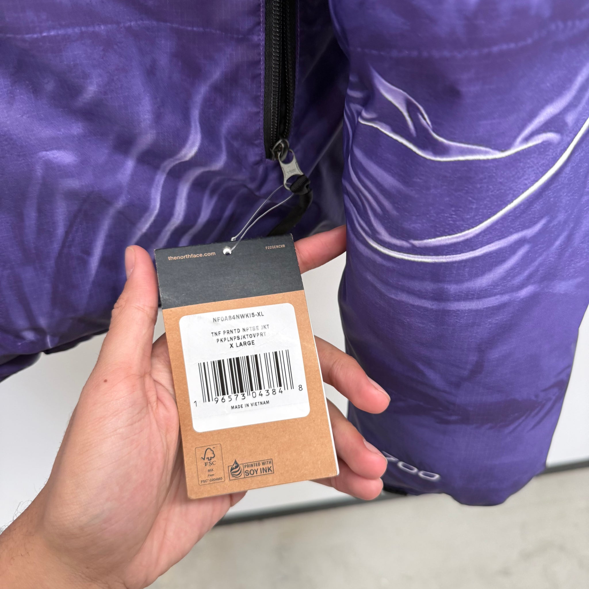 Supreme The North Face Paint Nuptse Jacket Purple (Size XL)