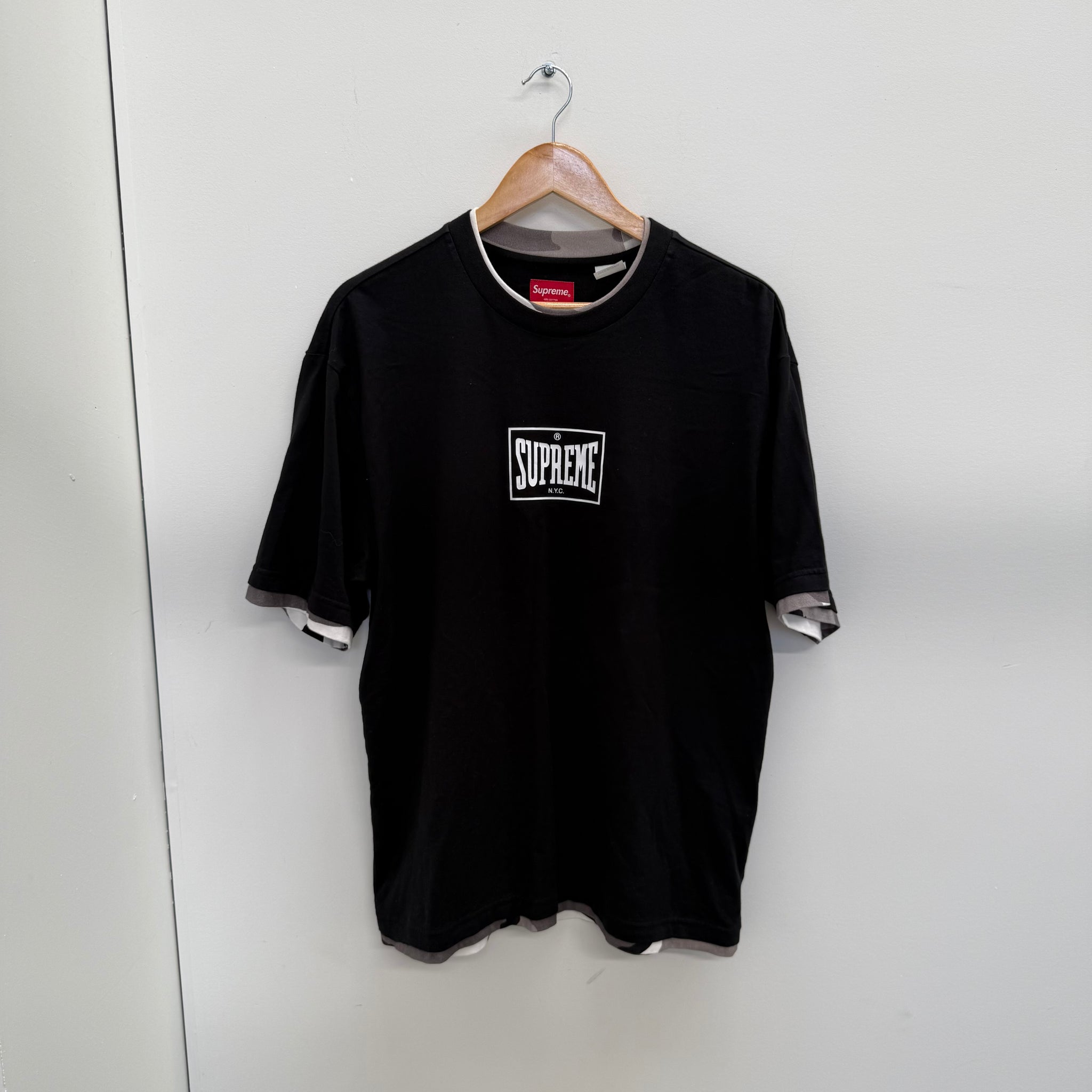 Supreme Warm Up Camo Layered T Shirt Black (Size S)