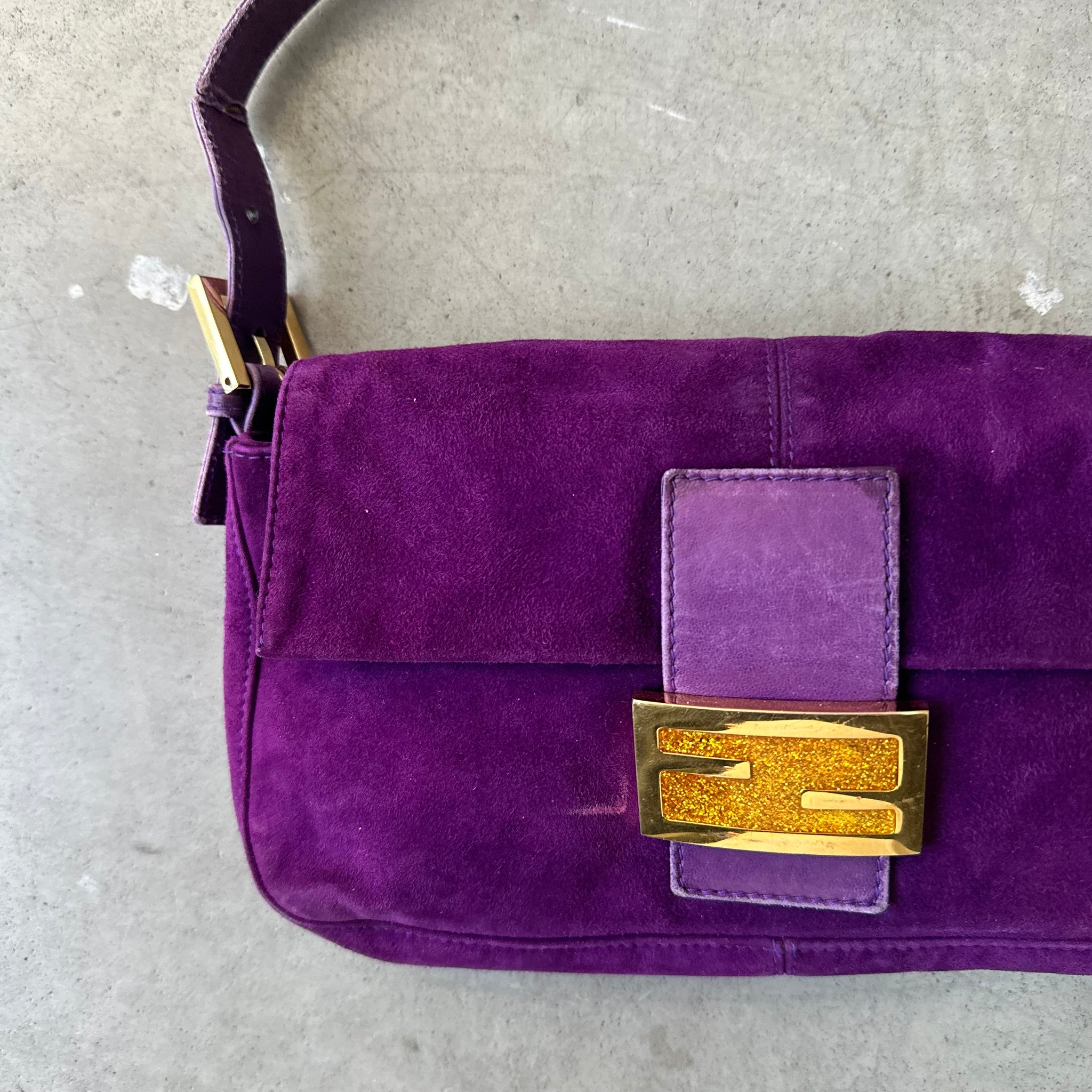 Fendi Purple Suede Baguette Bag