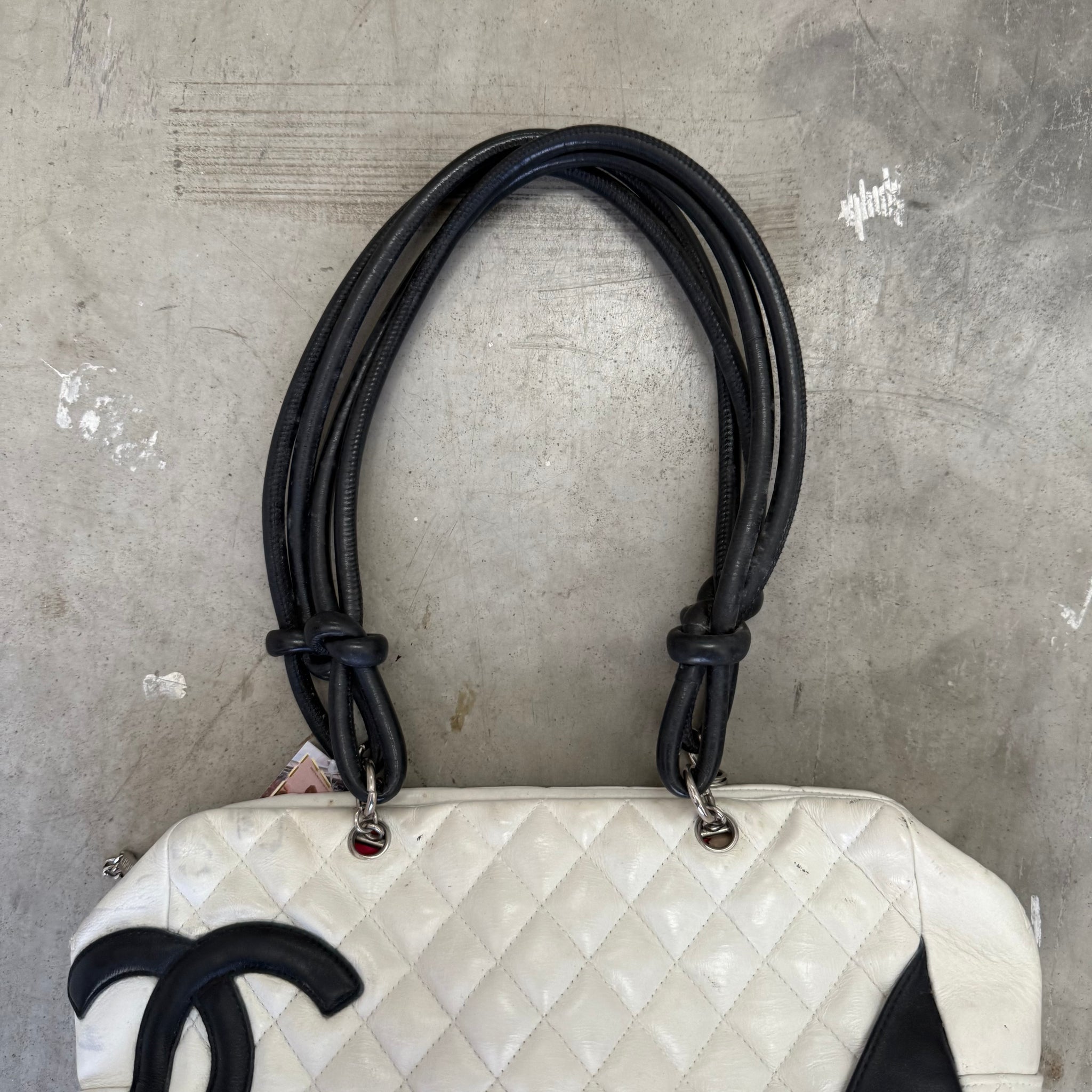 Chanel Cambon Shoulder Bag White Black