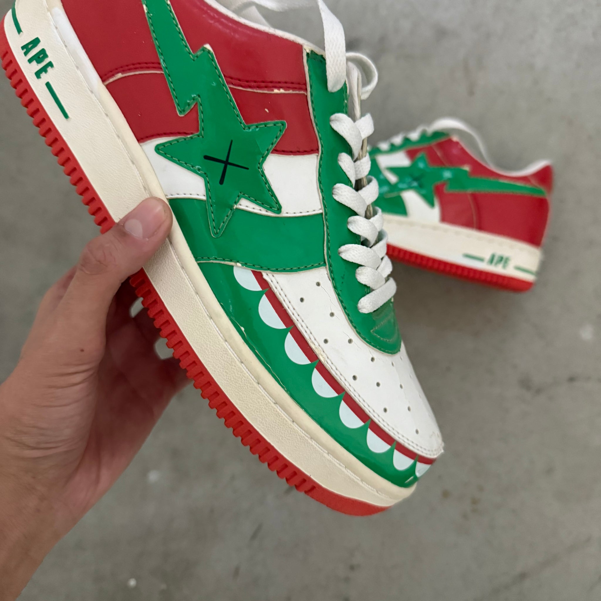 A Bathing Ape Bape Sta Low Kaws Chompers Red Green (US10)