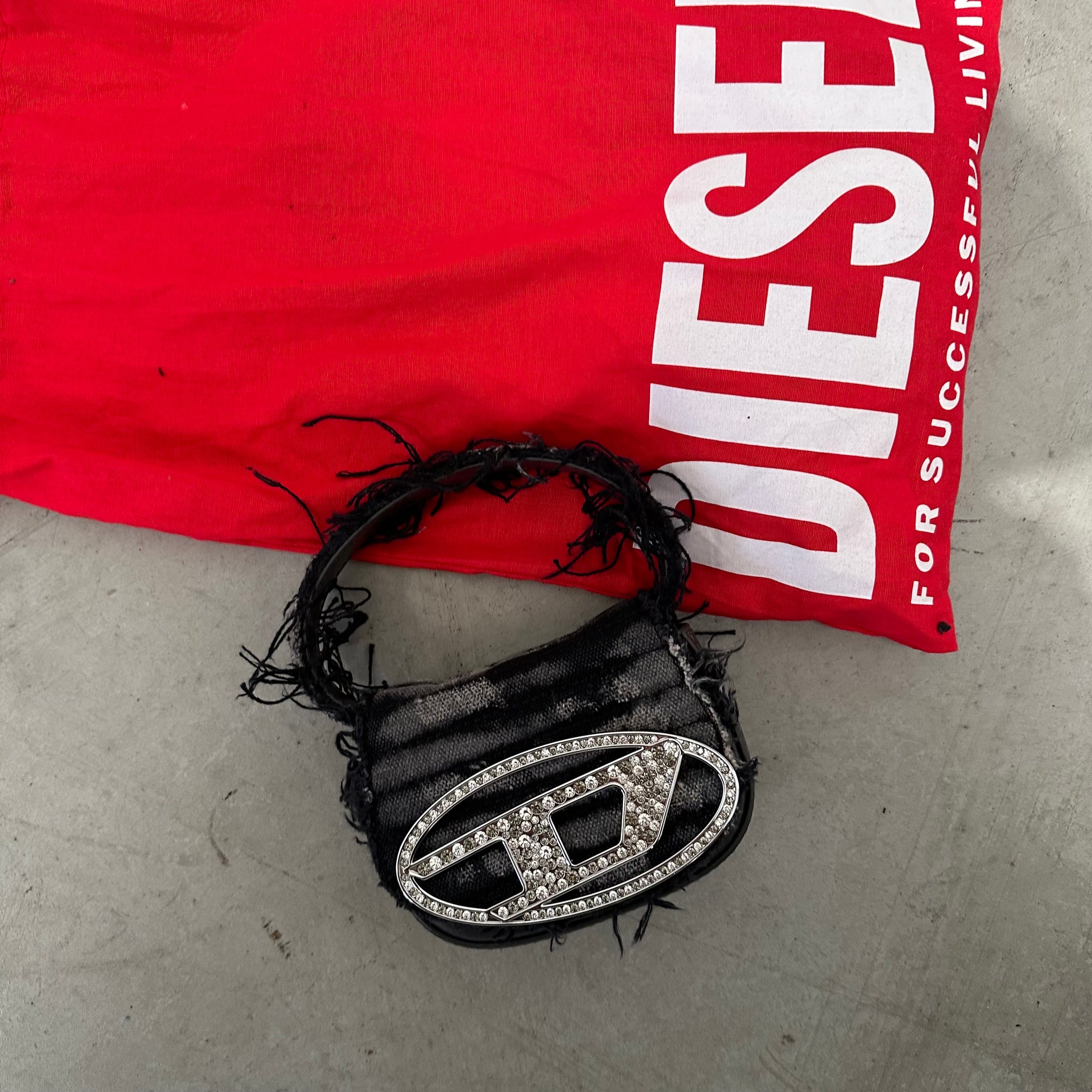 Diesel Black 1DR XS Logo Plaque Bag
