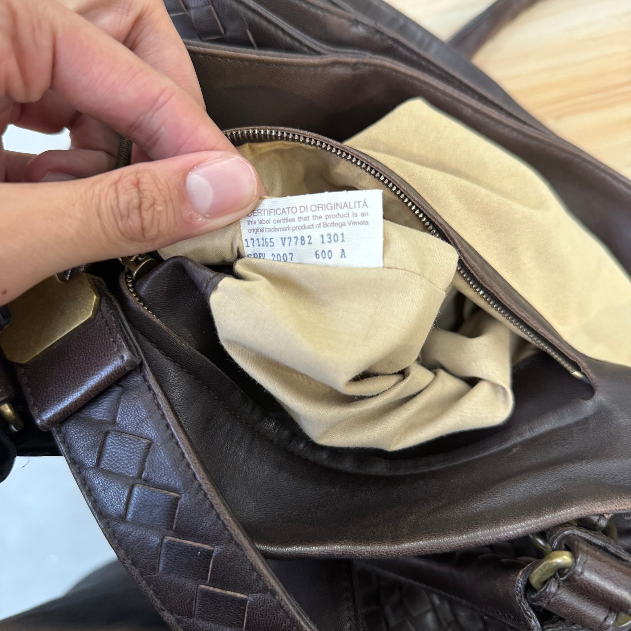 Bottega Veneta Roma Bag Intercciato Nappa Brown Hand Bag
